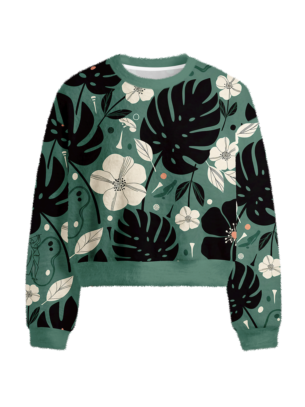 Cherryswing Women's Botanical Fairway Fuzzy Knit Golf Sweater