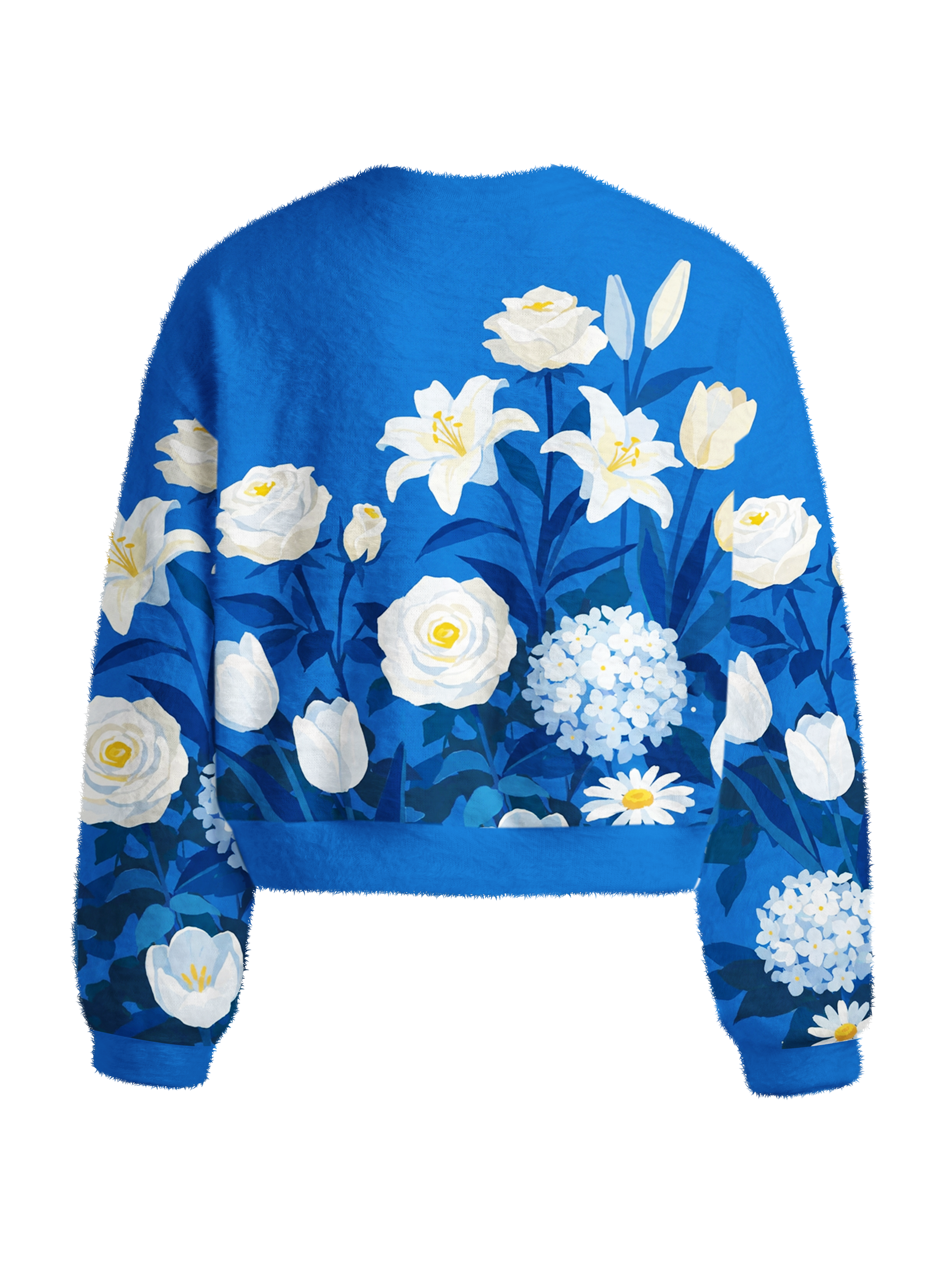 Cherryswing Women's Azure Bloom Fuzzy Knit Golf Sweater