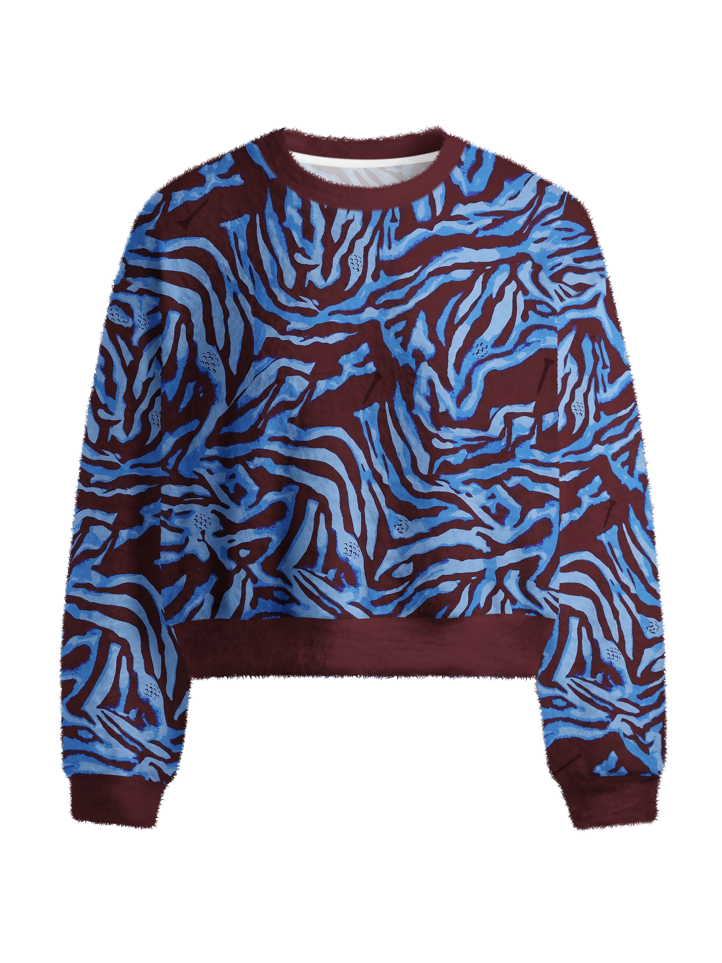 Cherryswing Women's Azure Zebra Fuzzy Knit Golf Sweater