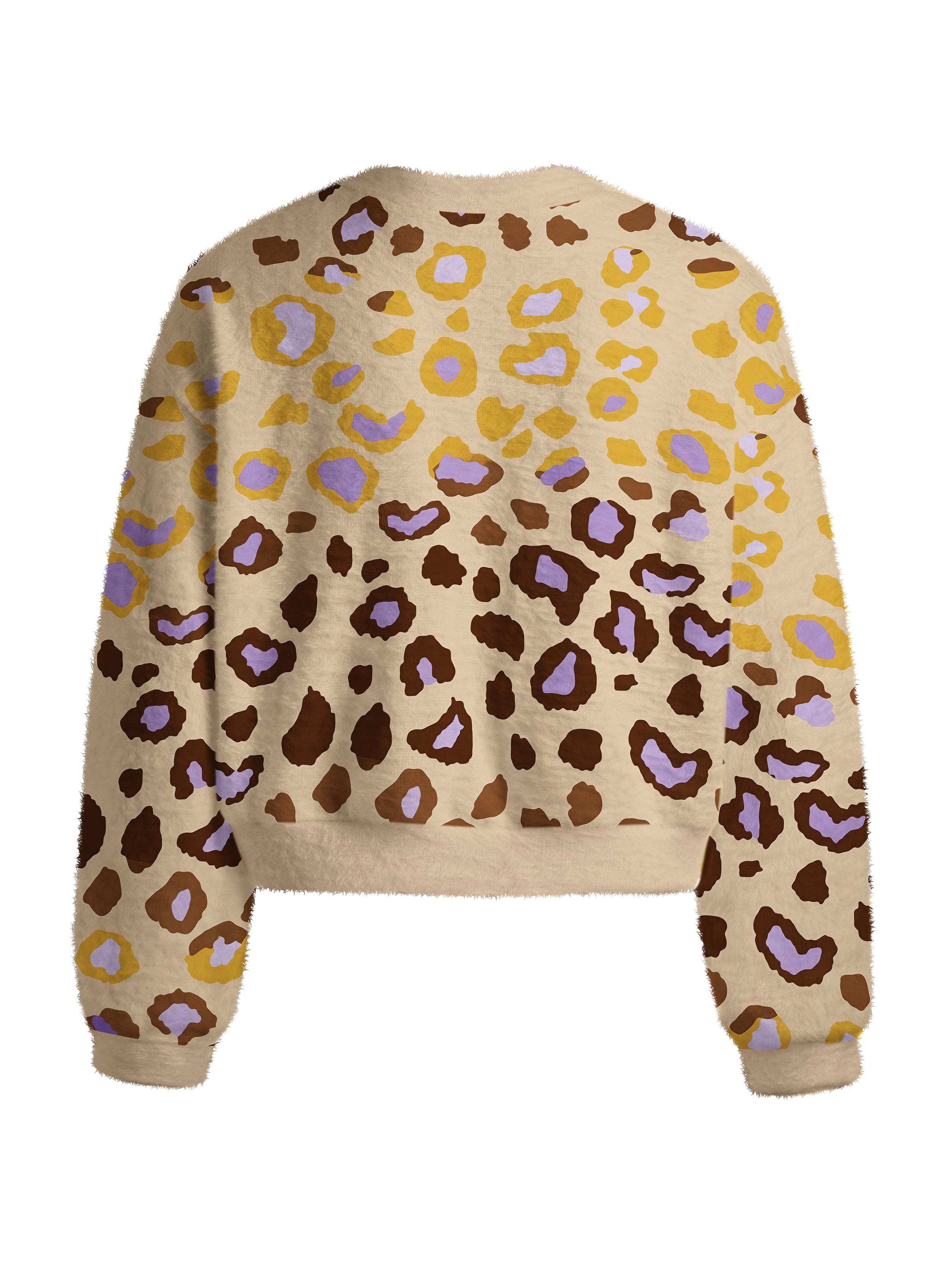 Cherryswing Women's Whimsical Leopard Fuzzy Knit Golf Sweater