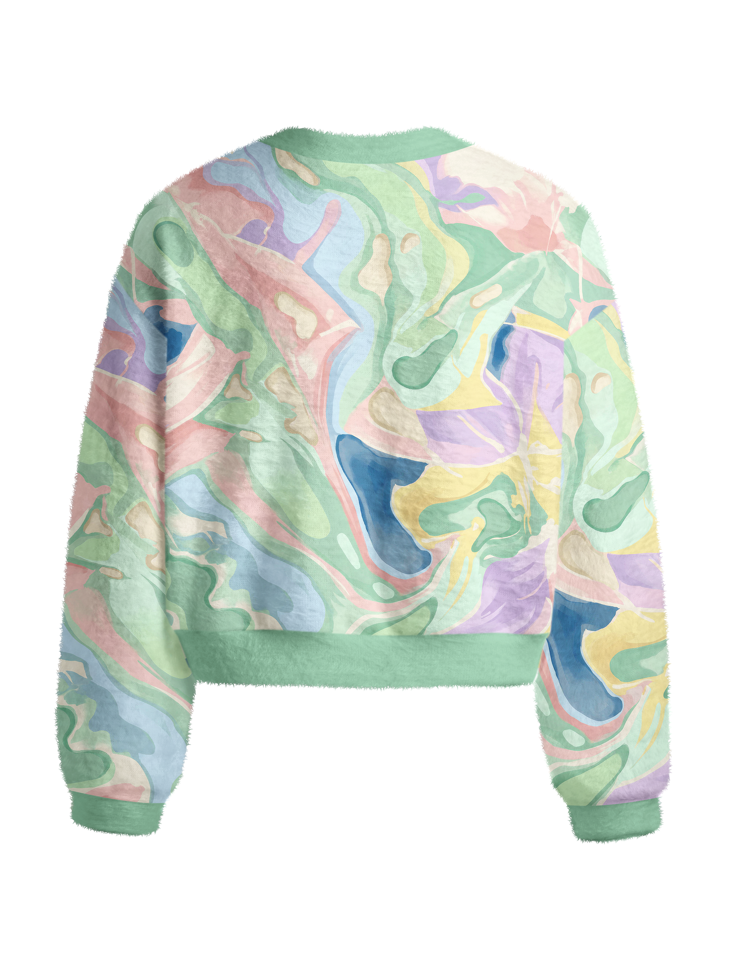 Cherryswing Women's Pastel Watercolor Fuzzy Knit Golf Sweater