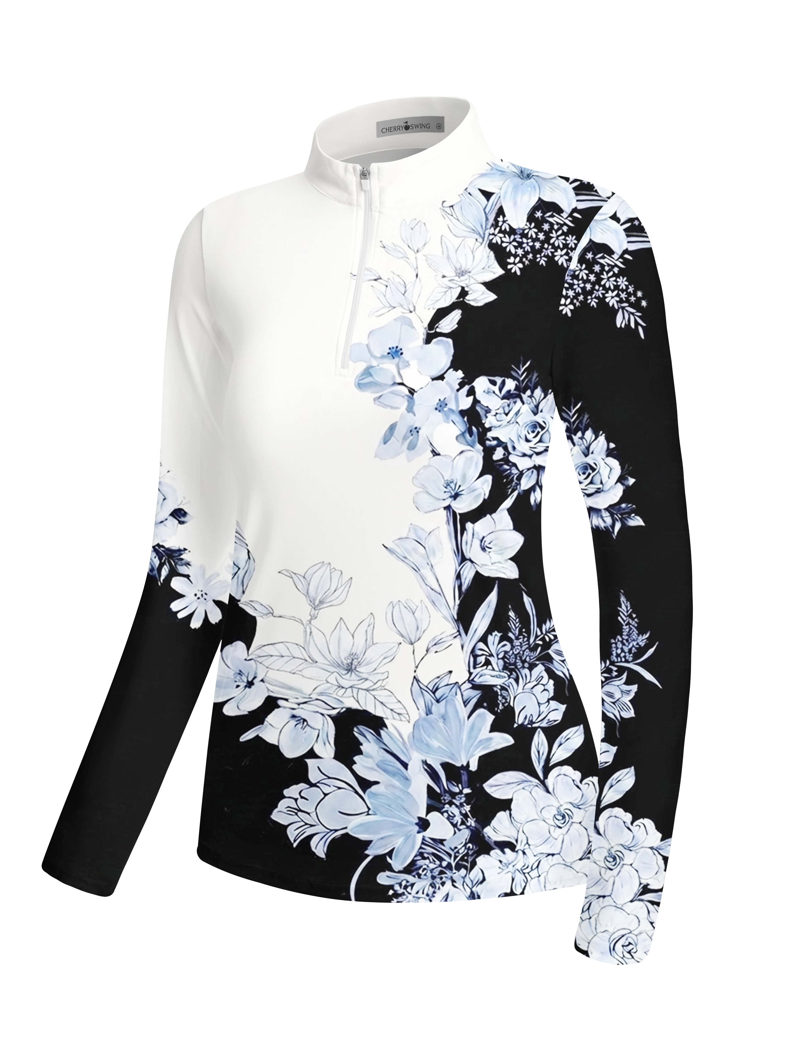 Cherryswing Women's Ink Blossom Long Sleeve Golf Shirt