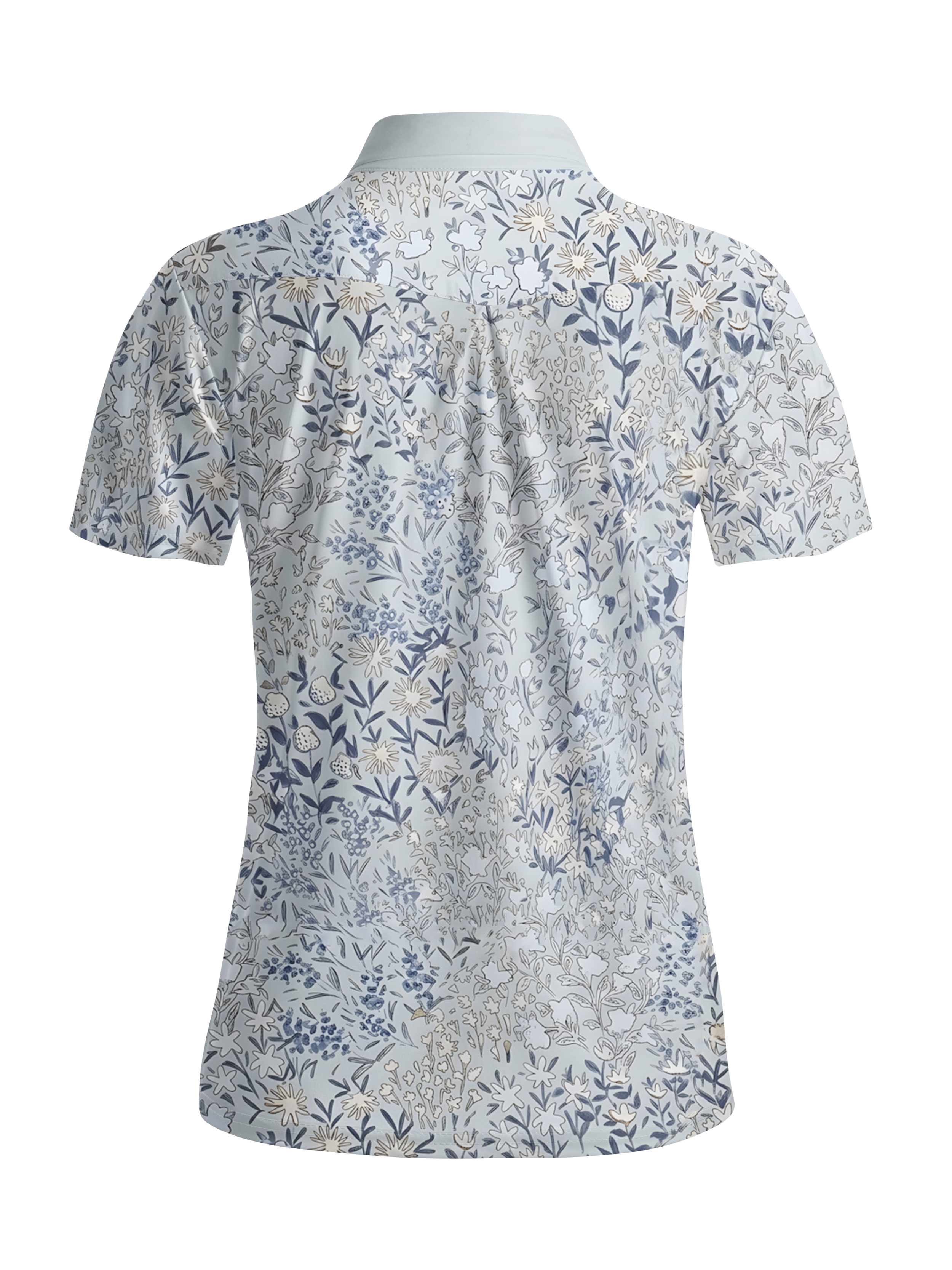 Cherryswing Women's Porcelain Botanical Sketch Short Sleeve Golf Shirt