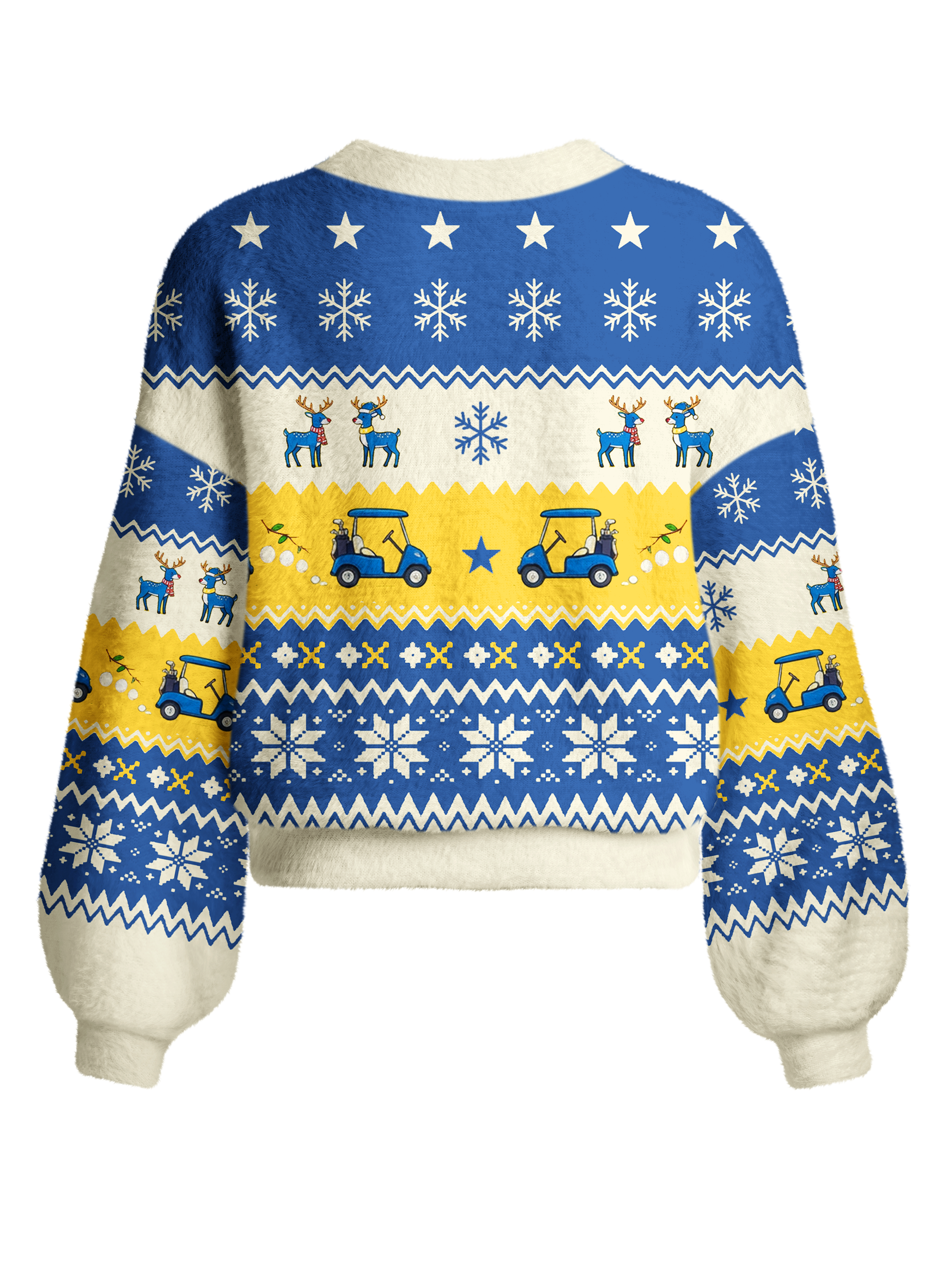 Cherryswing Women's Nordic Fair Isle Fuzzy Knit Golf Cardigan