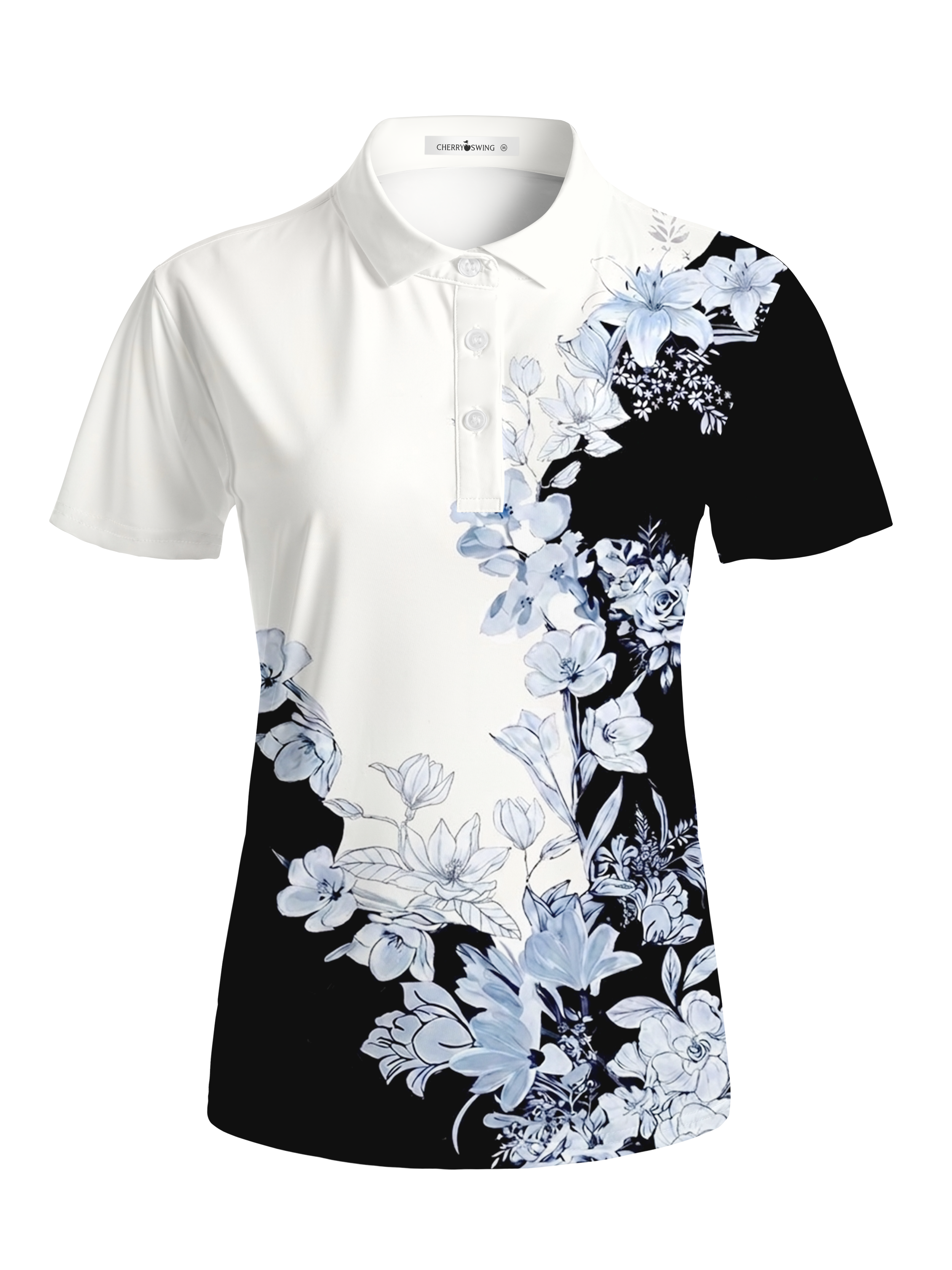Cherryswing Women's Ink Blossom Short Sleeve Golf Shirt