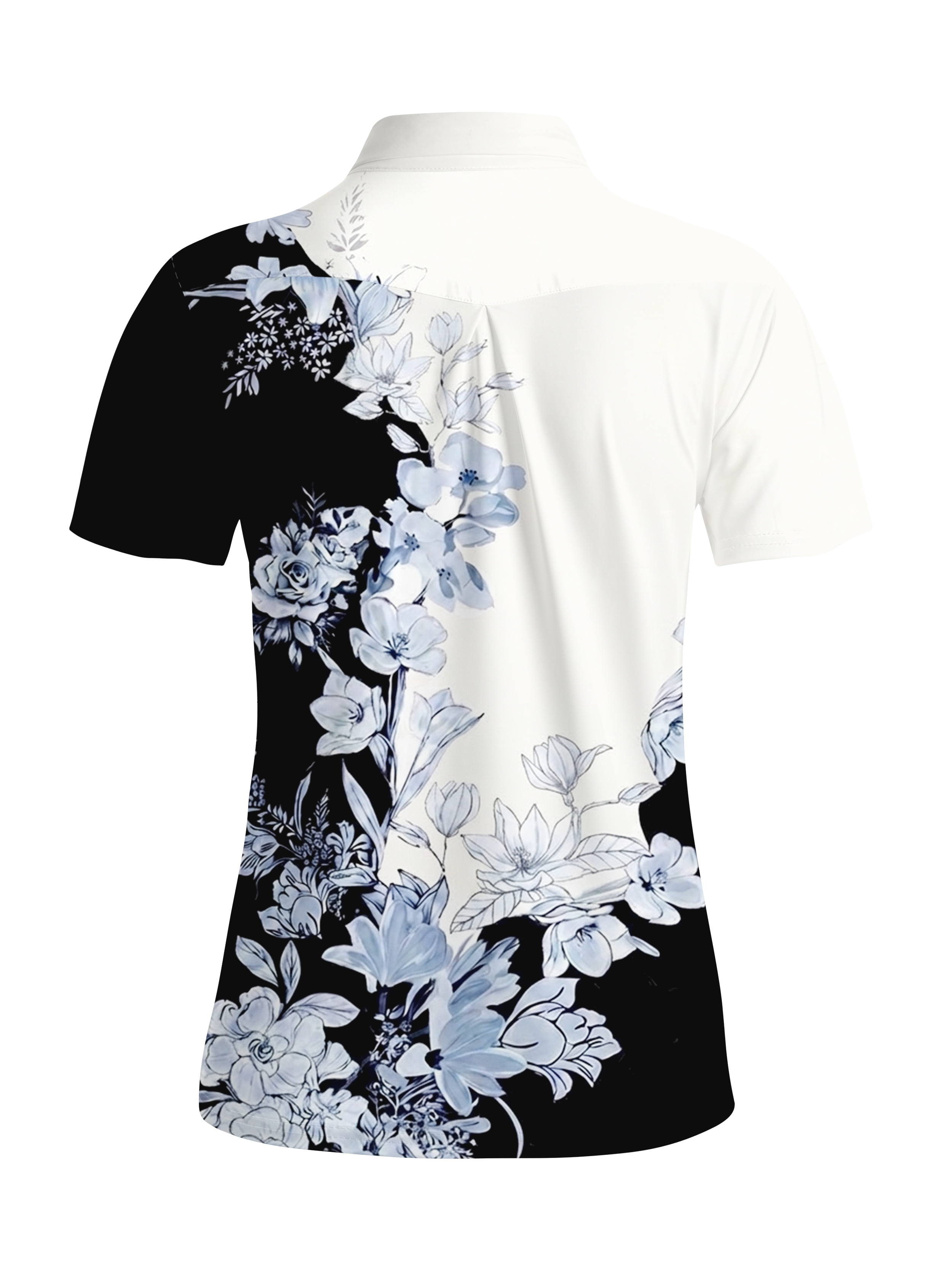 Cherryswing Women's Ink Blossom Short Sleeve Golf Shirt
