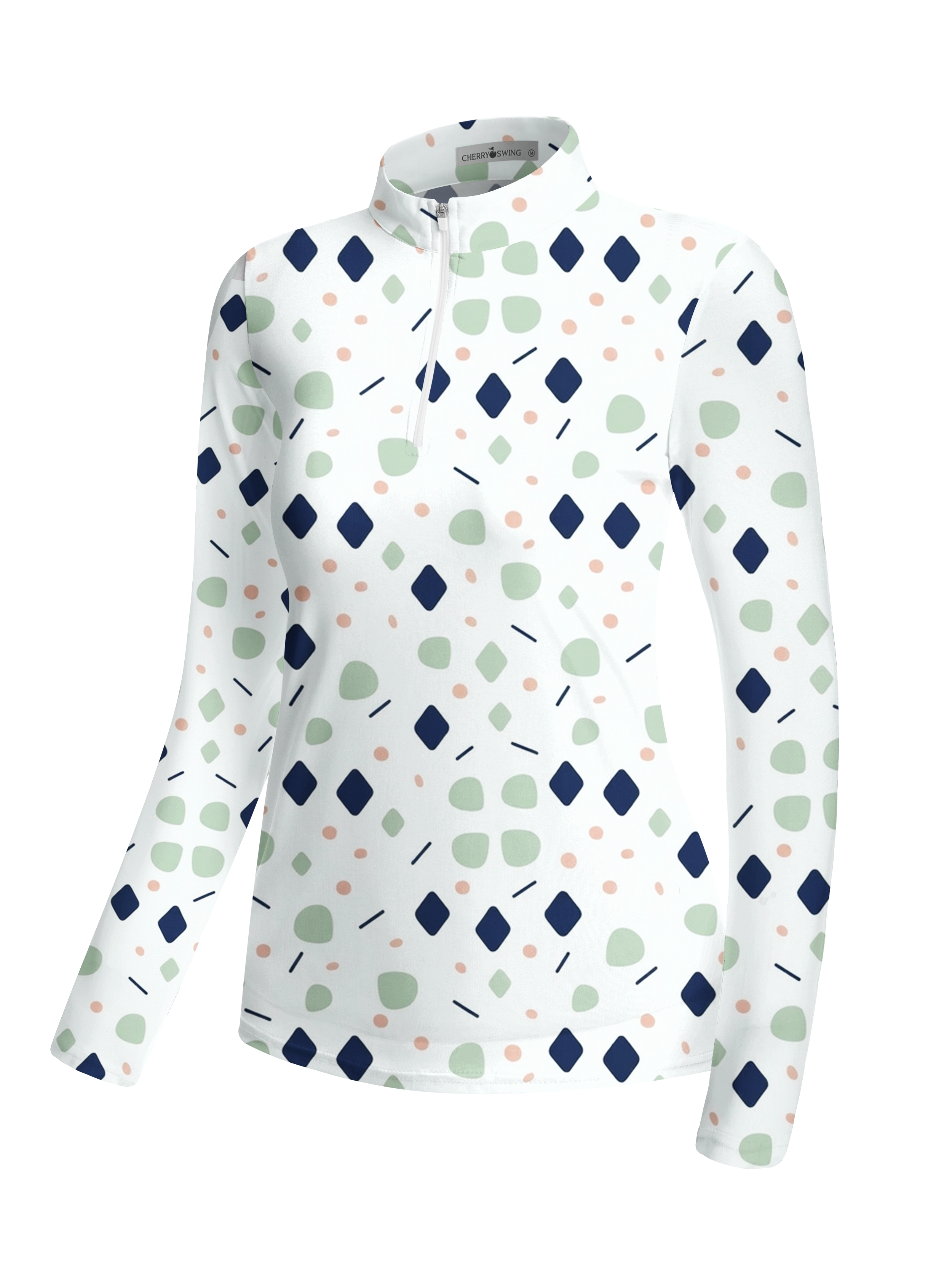 Cherryswing Women's Geometric Confetti Long Sleeve Golf Shirt