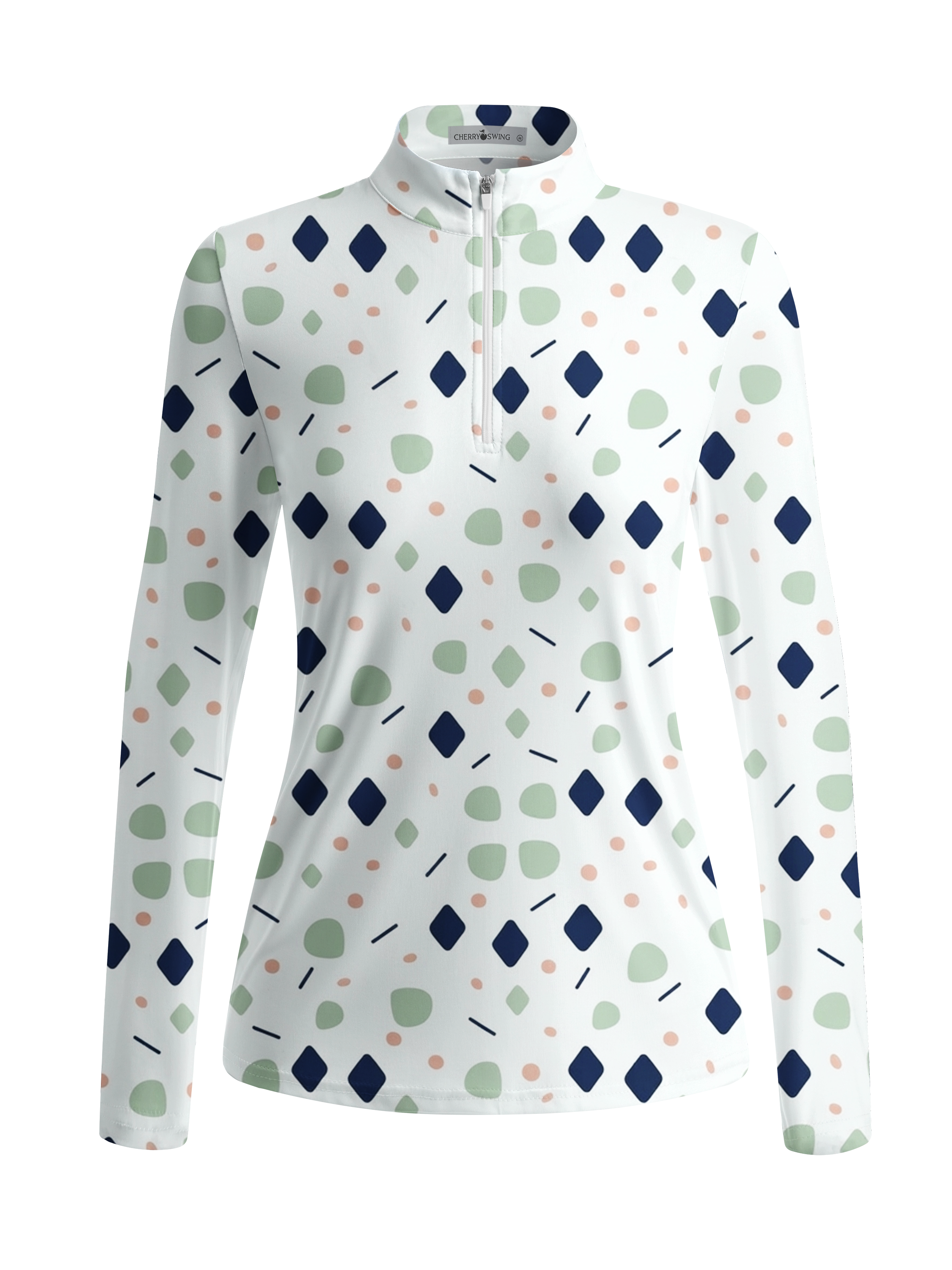 Cherryswing Women's Geometric Confetti Long Sleeve Golf Shirt
