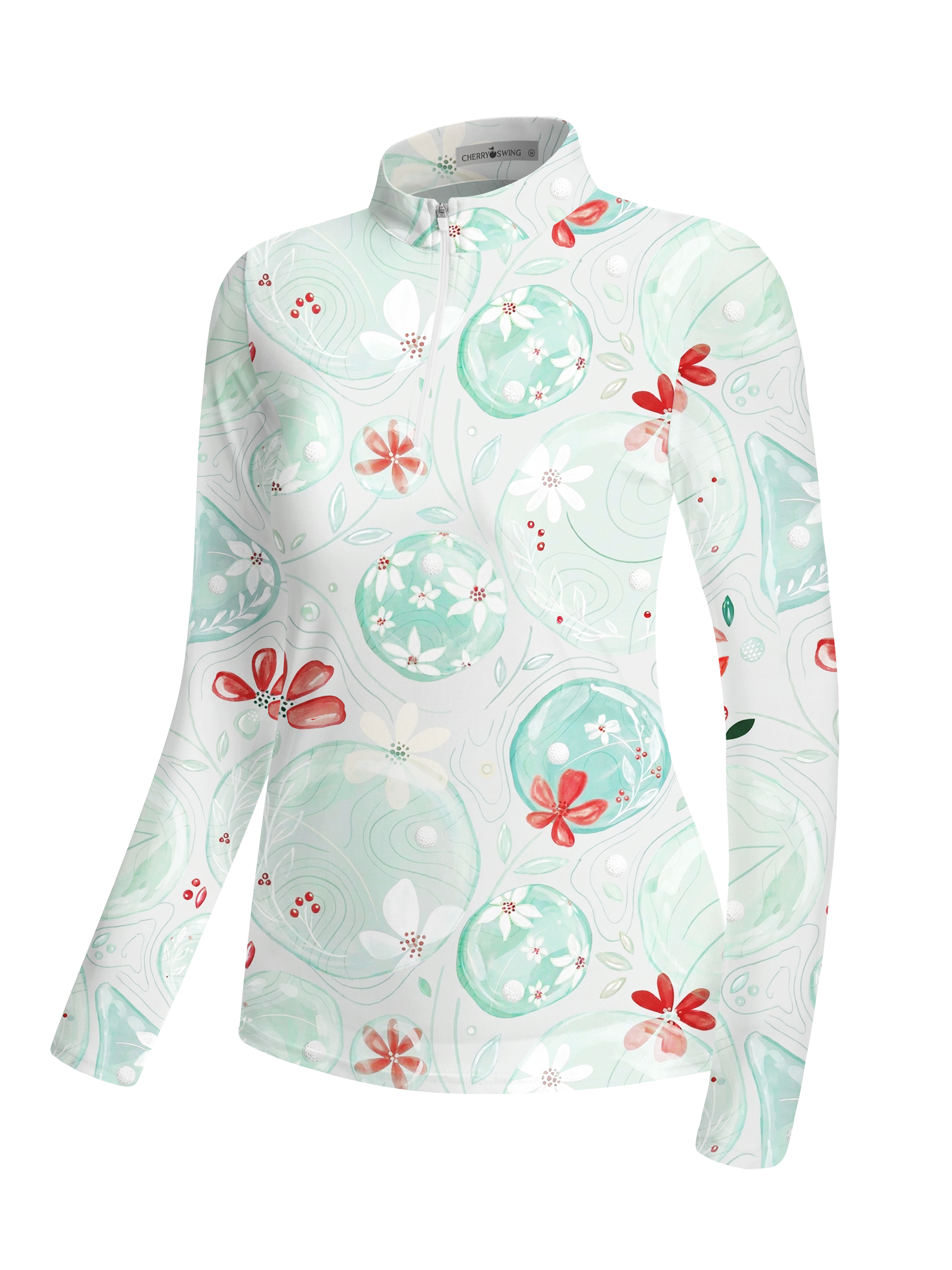 Cherryswing Women's Spring Garden Watercolor Long Sleeve Golf Shirt