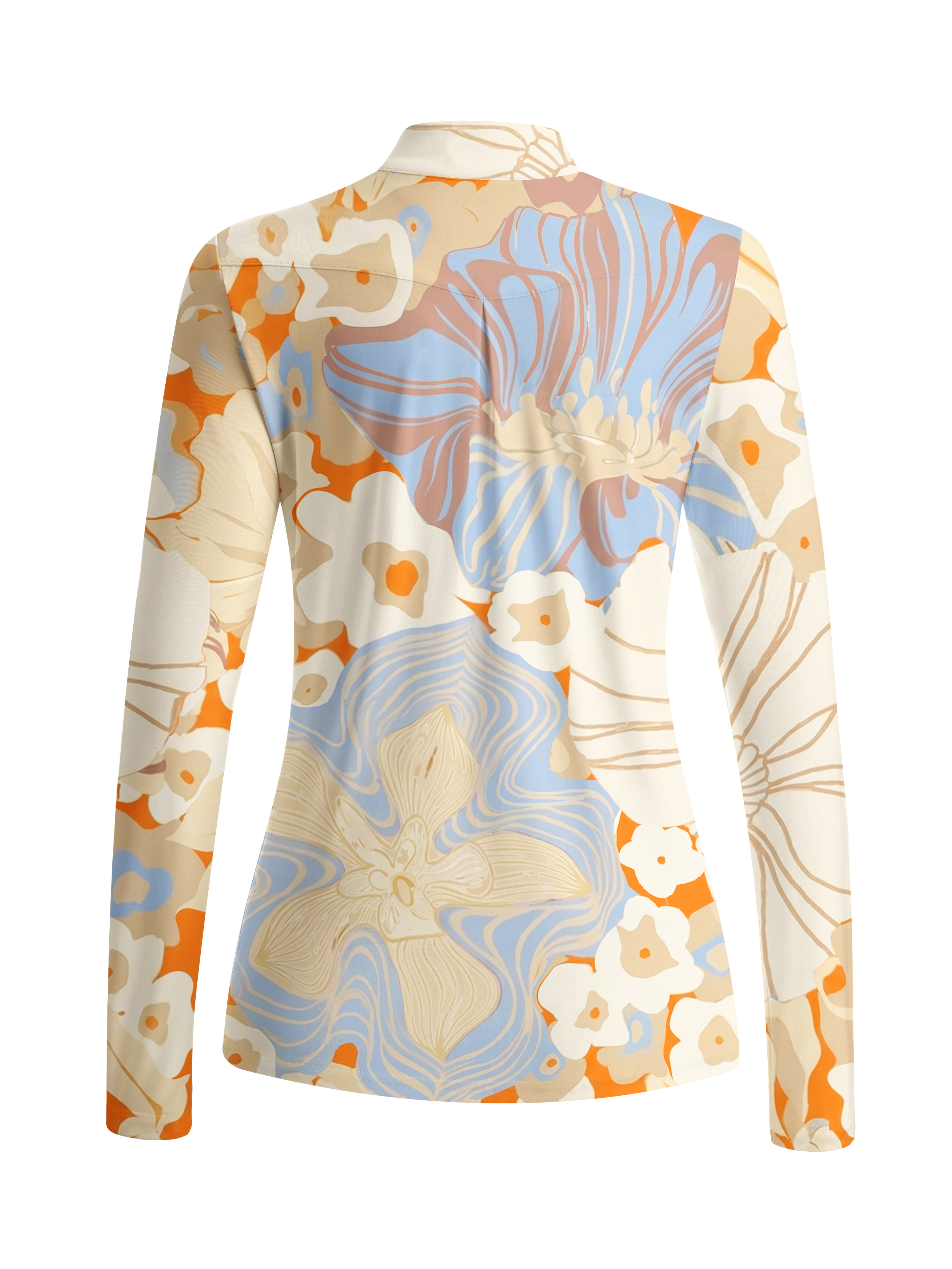 Cherryswing Women's Sunset Floral Abstract Long Sleeve Golf Shirt