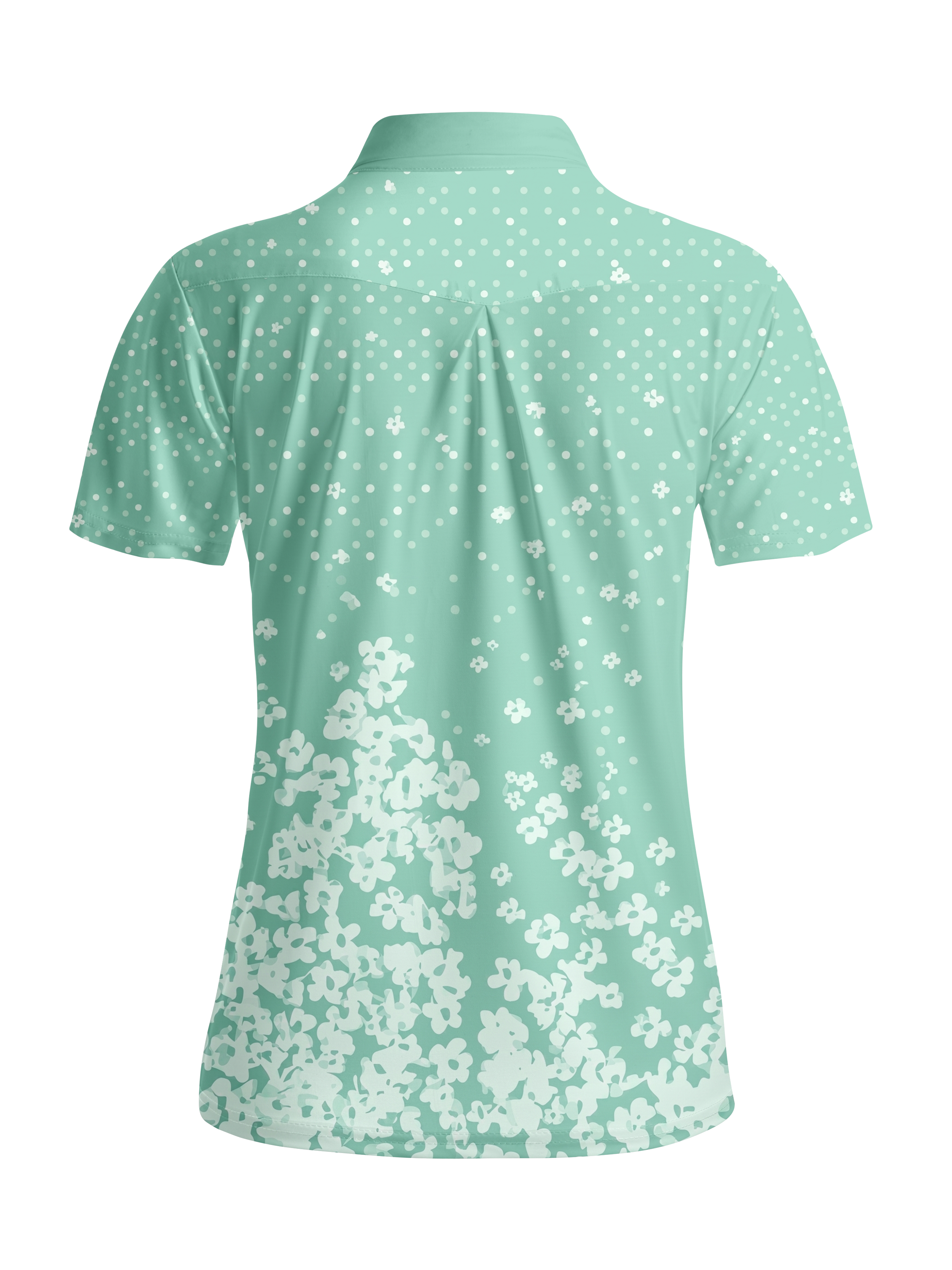 Cherryswing Women's Mint Blossom Gradient Short Sleeve Golf Shirt