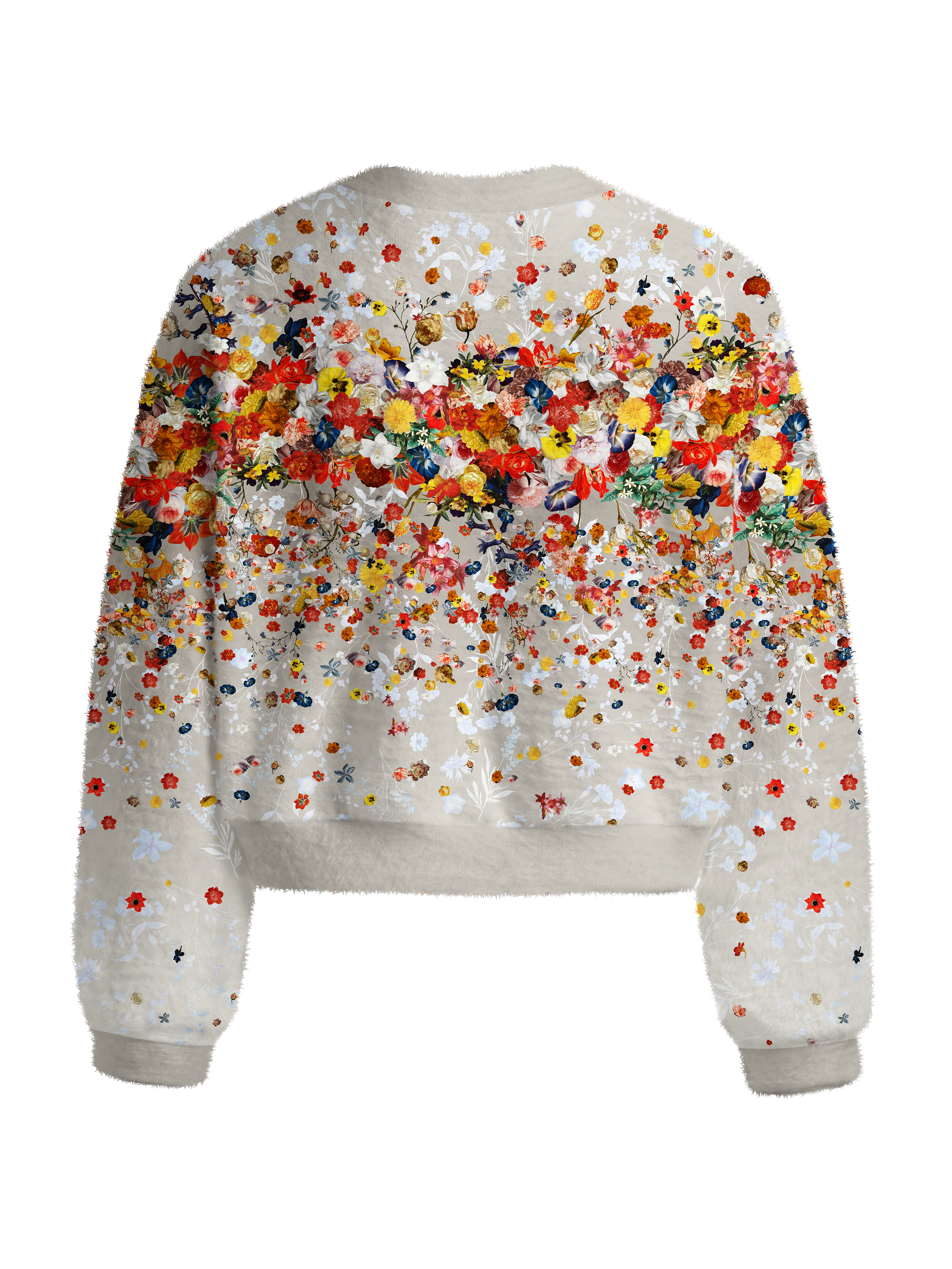 Cherryswing Women's Colorful Wildflowers Fuzzy Knit Golf Sweater