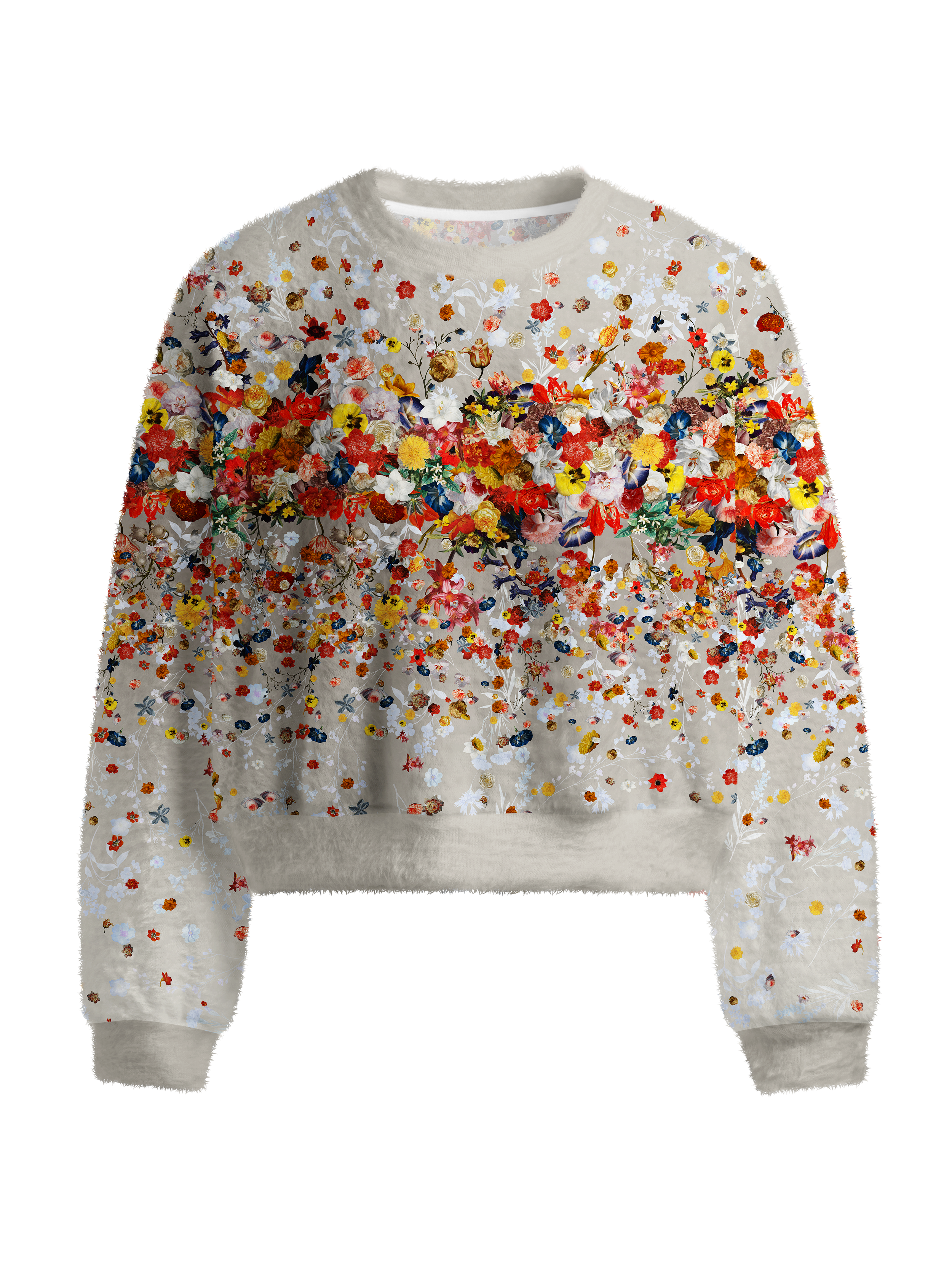Cherryswing Women's Colorful Wildflowers Fuzzy Knit Golf Sweater