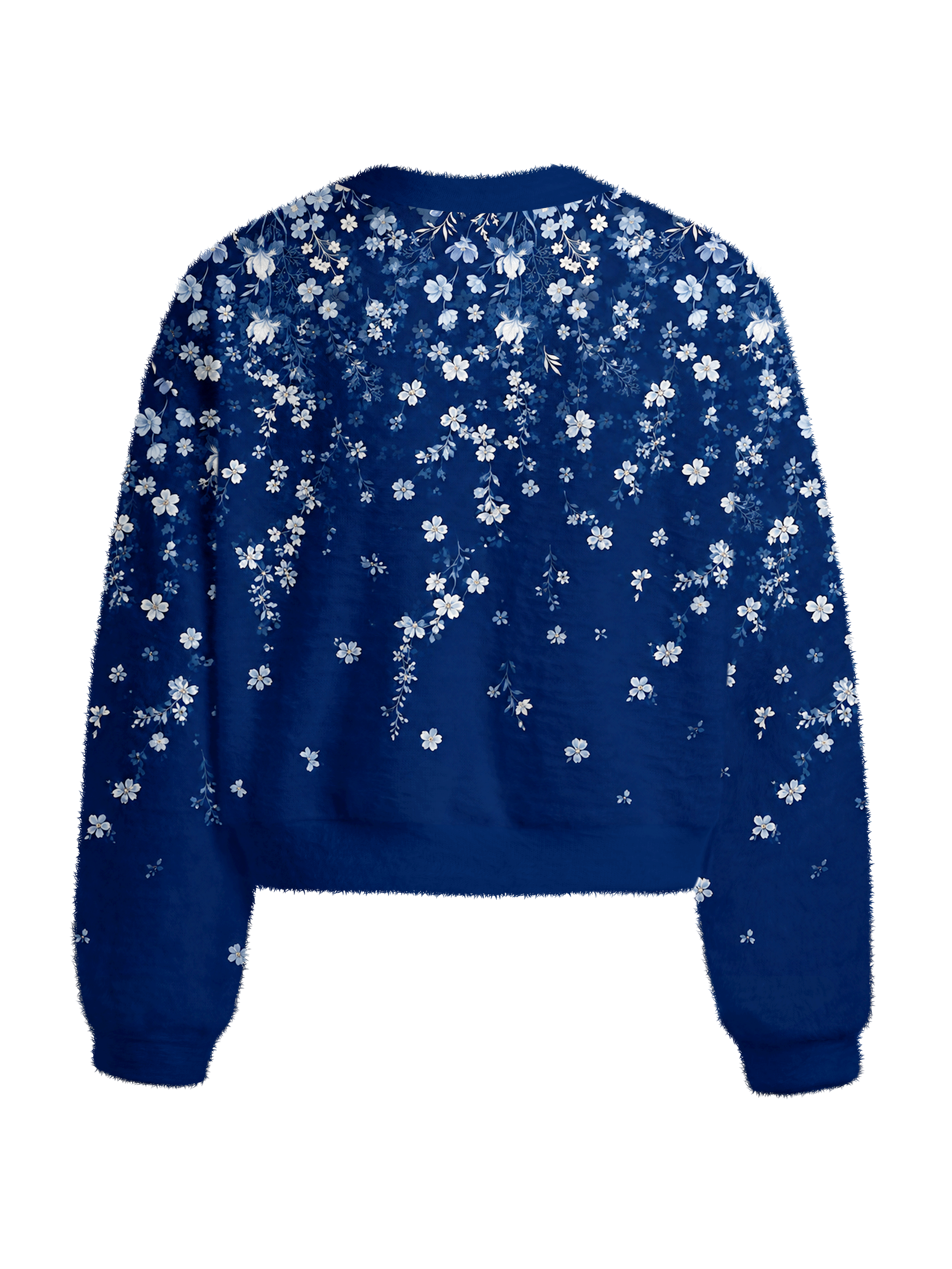 Cherryswing Women's Midnight Floral Fuzzy Knit Golf Sweater