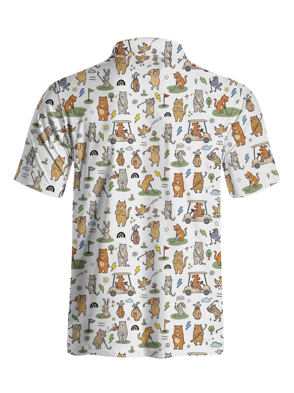Cherryswing Playful Animal Golfers Print Men's Polo Shirt