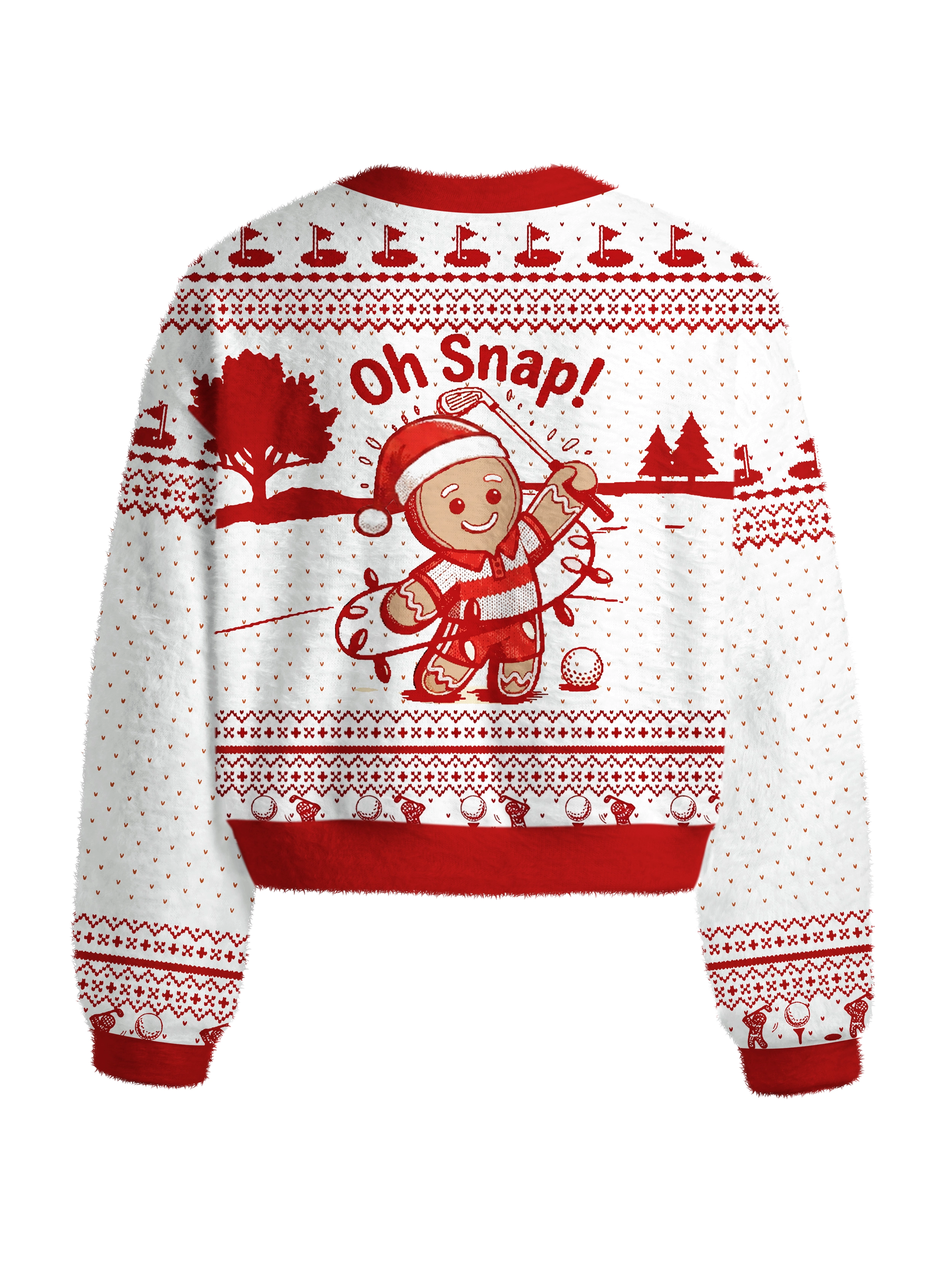 Cherryswing Women's Playful Holiday Snap Fuzzy Knit Golf Sweater