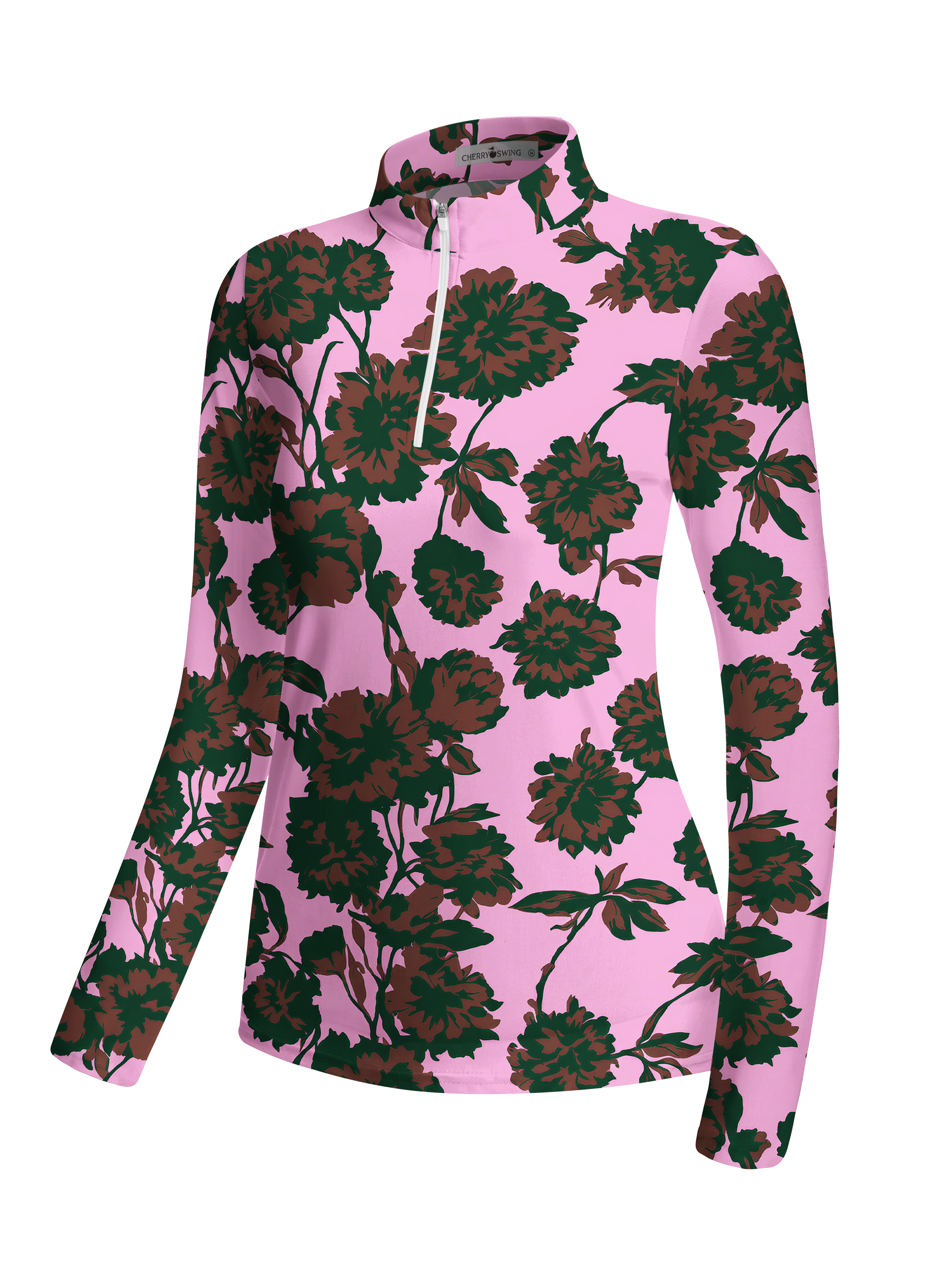Cherryswing Women's Bold Floral Bloom Long Sleeve Golf Shirt