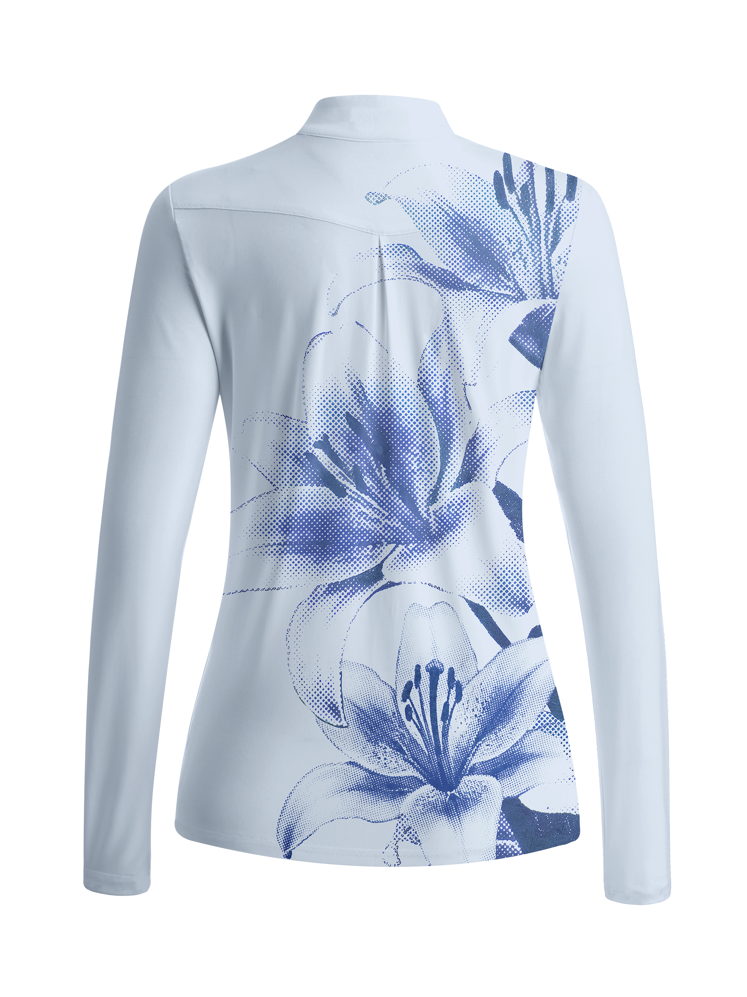 Cherryswing Women's Artistic Halftone Lily Long Sleeve Golf Shirt