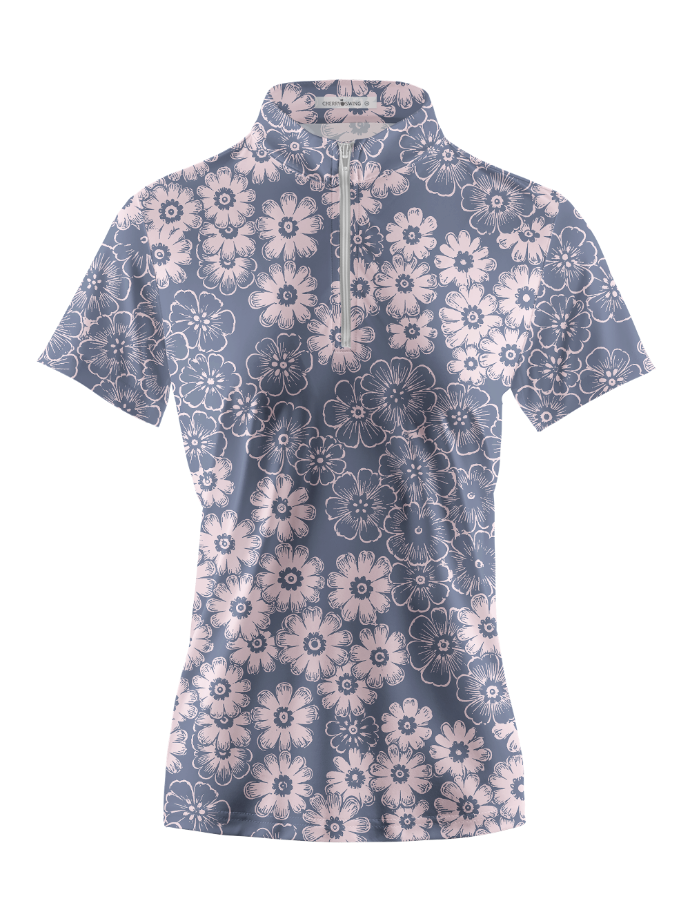 Cherryswing Women's Hand-Drawn Daisy Short Sleeve Golf Shirt