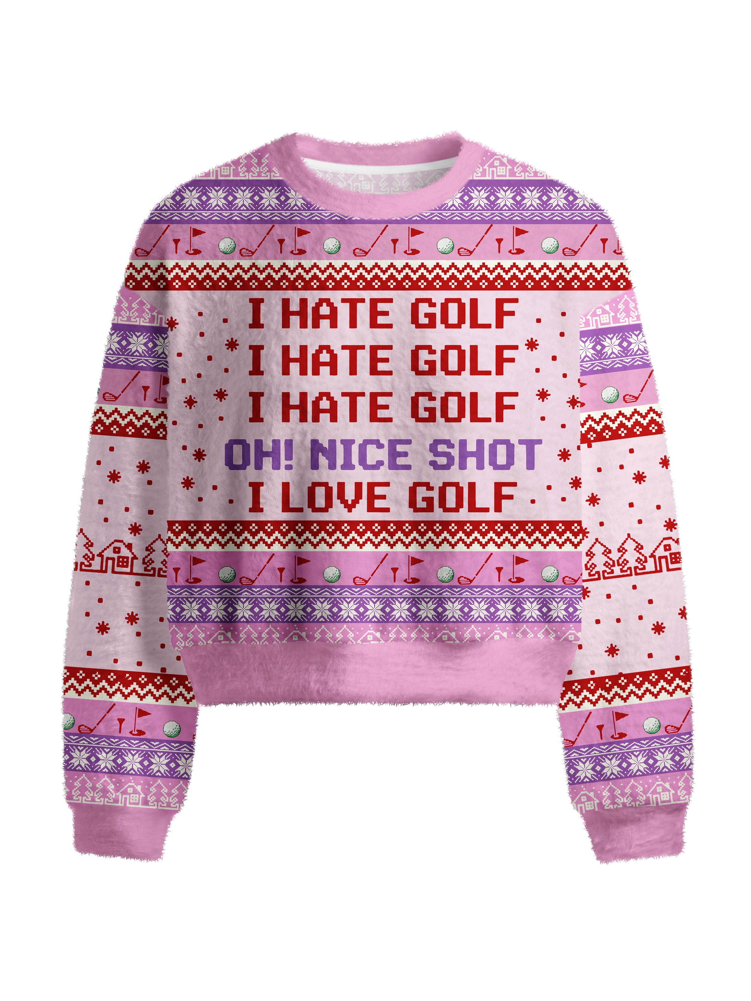 Cherryswing Women's Humorous Holiday Fuzzy Knit Golf Sweater