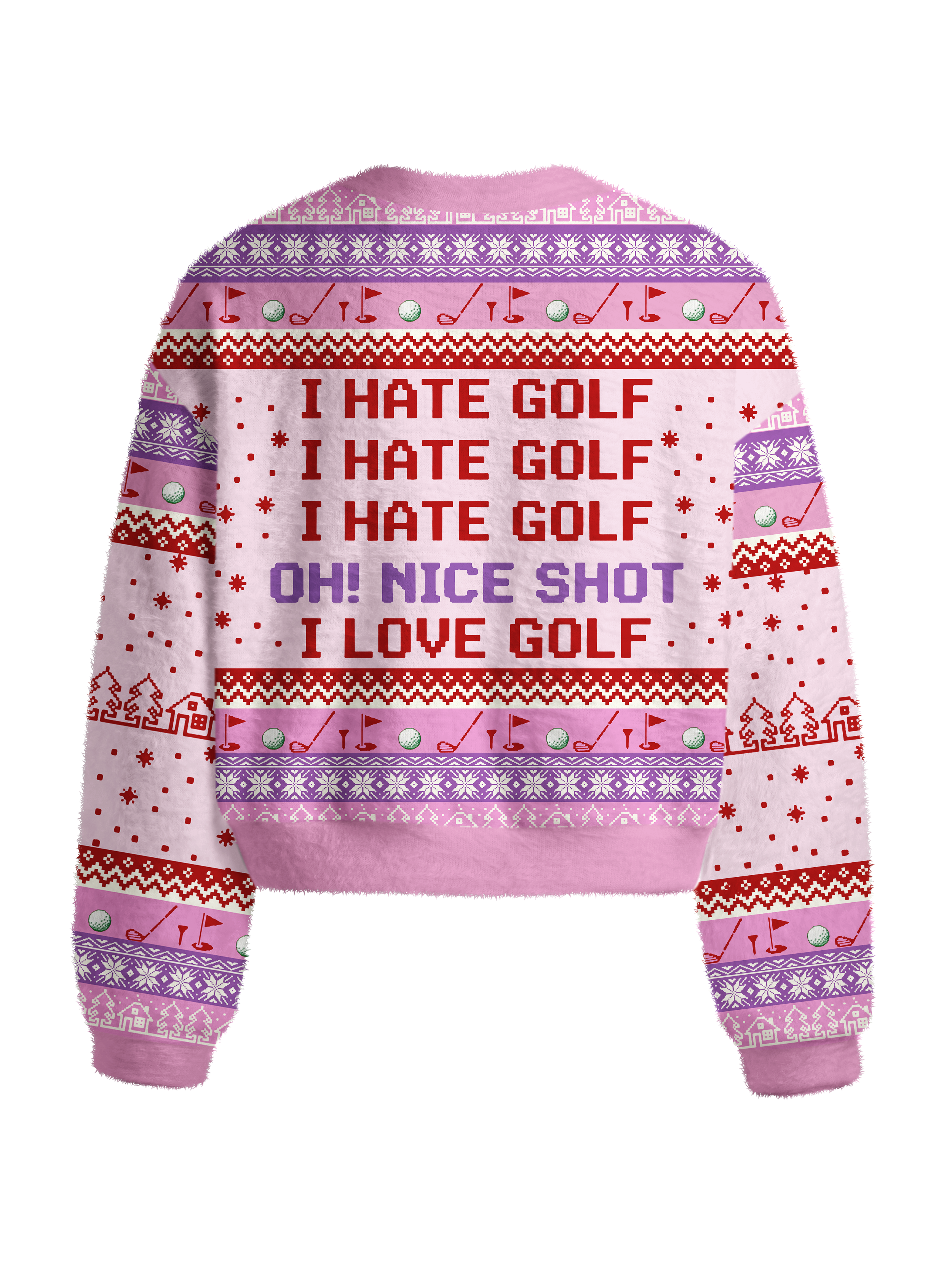 Cherryswing Women's Humorous Holiday Fuzzy Knit Golf Sweater