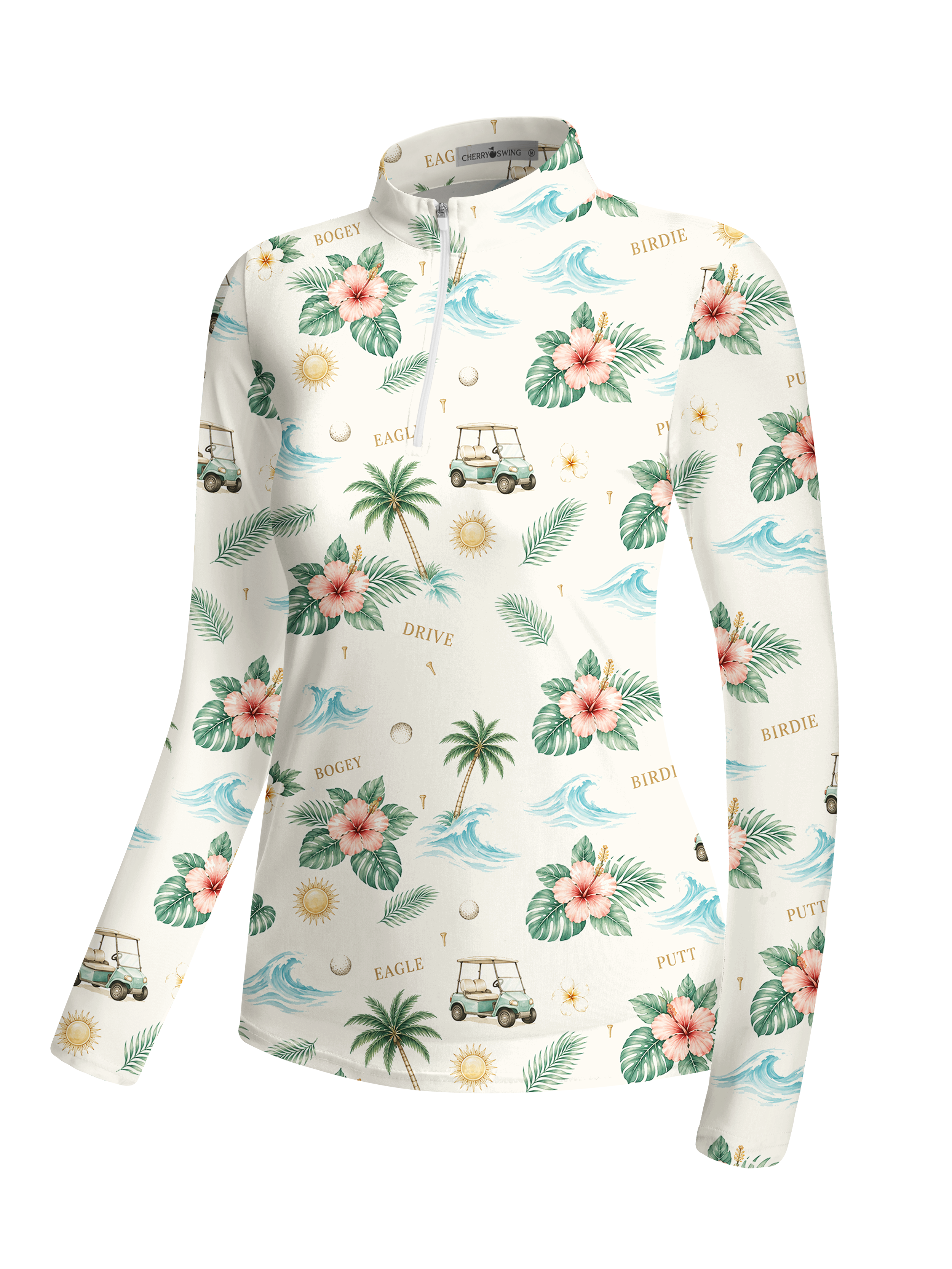 Cherryswing Women's Tropical Resort Long Sleeve Golf Shirt