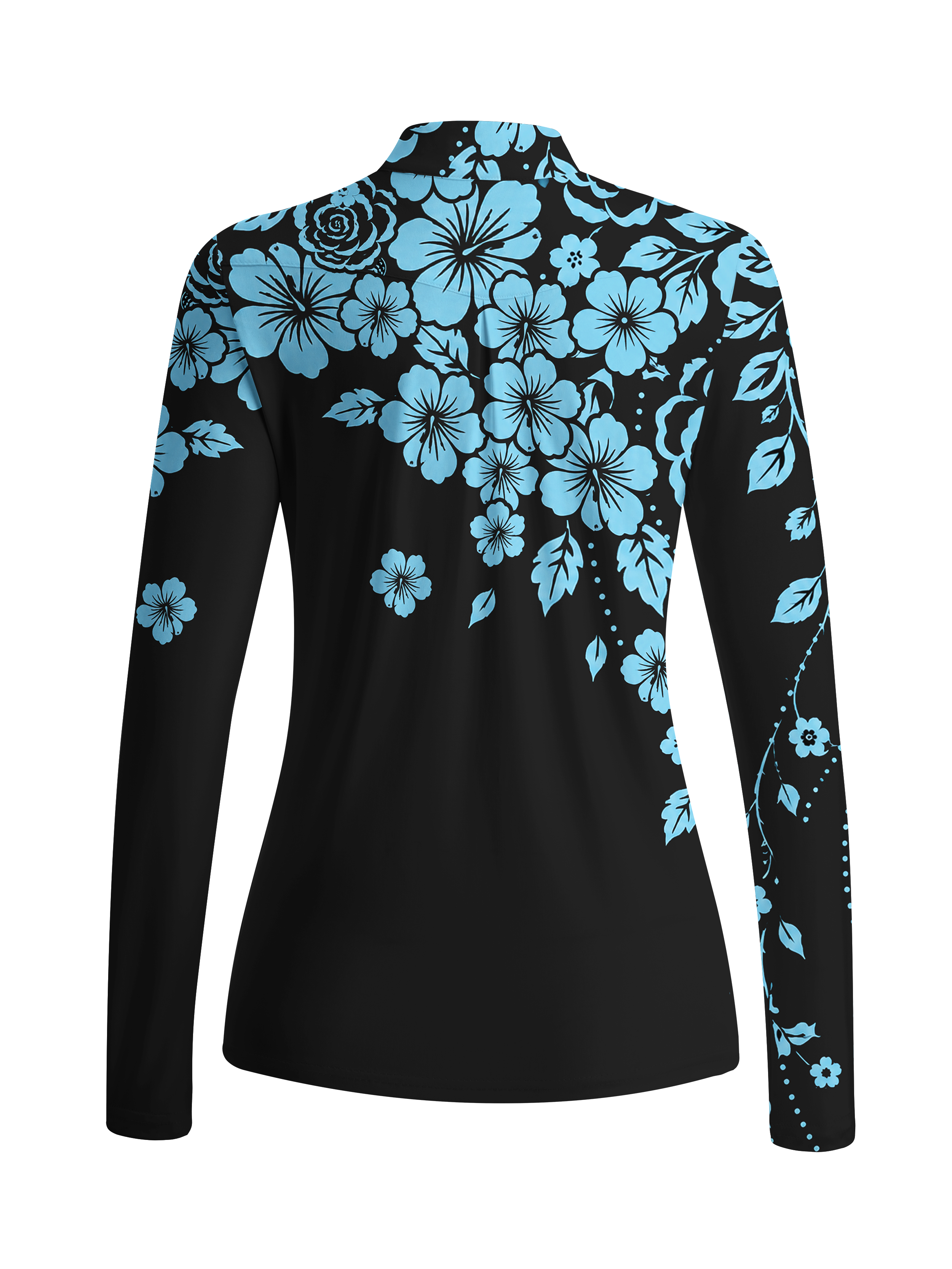 Cherryswing Women's Tropical Floral Long Sleeve Golf Shirt