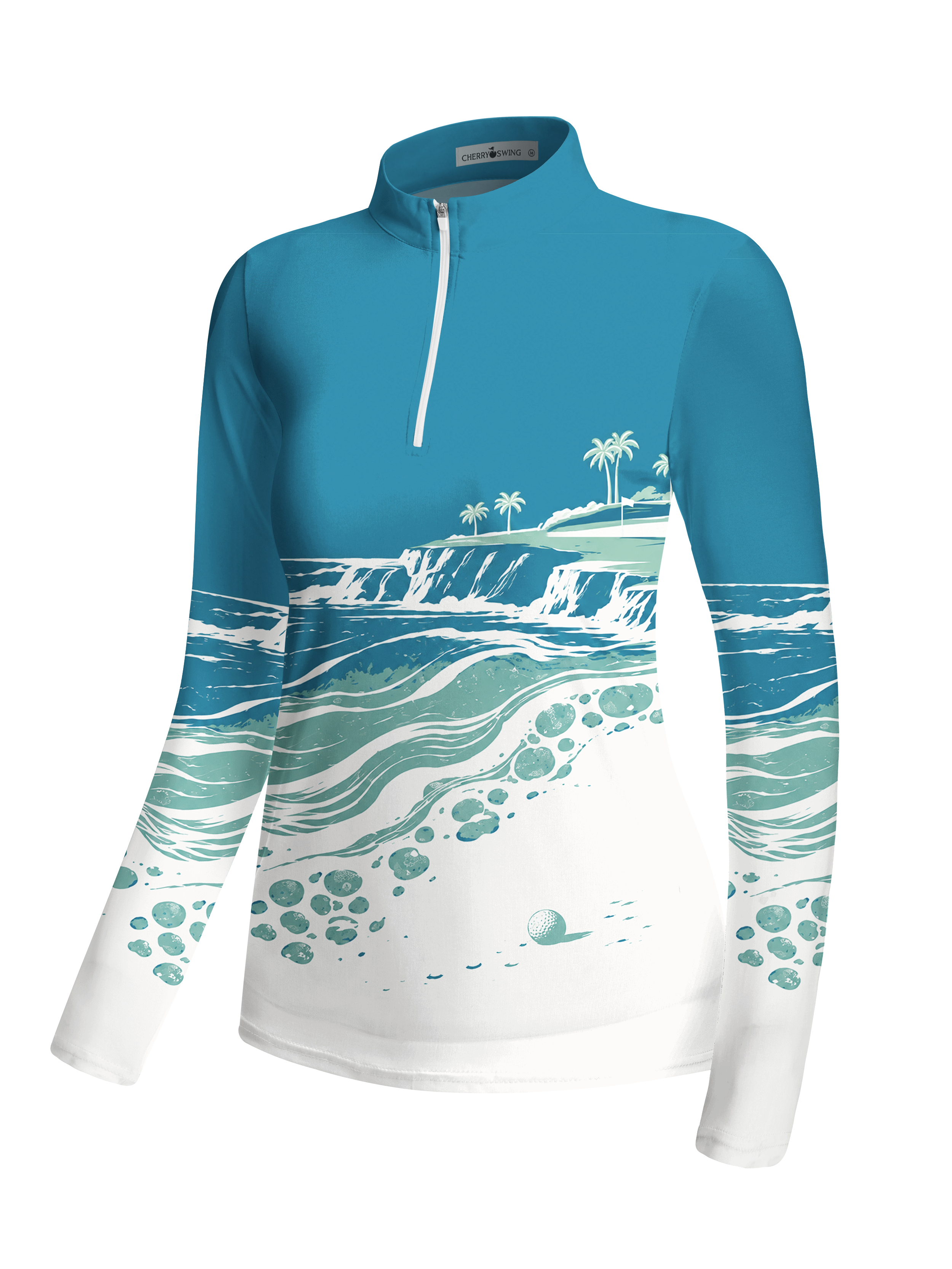 Cherryswing Women's Ocean Wave Long Sleeve Golf Shirt