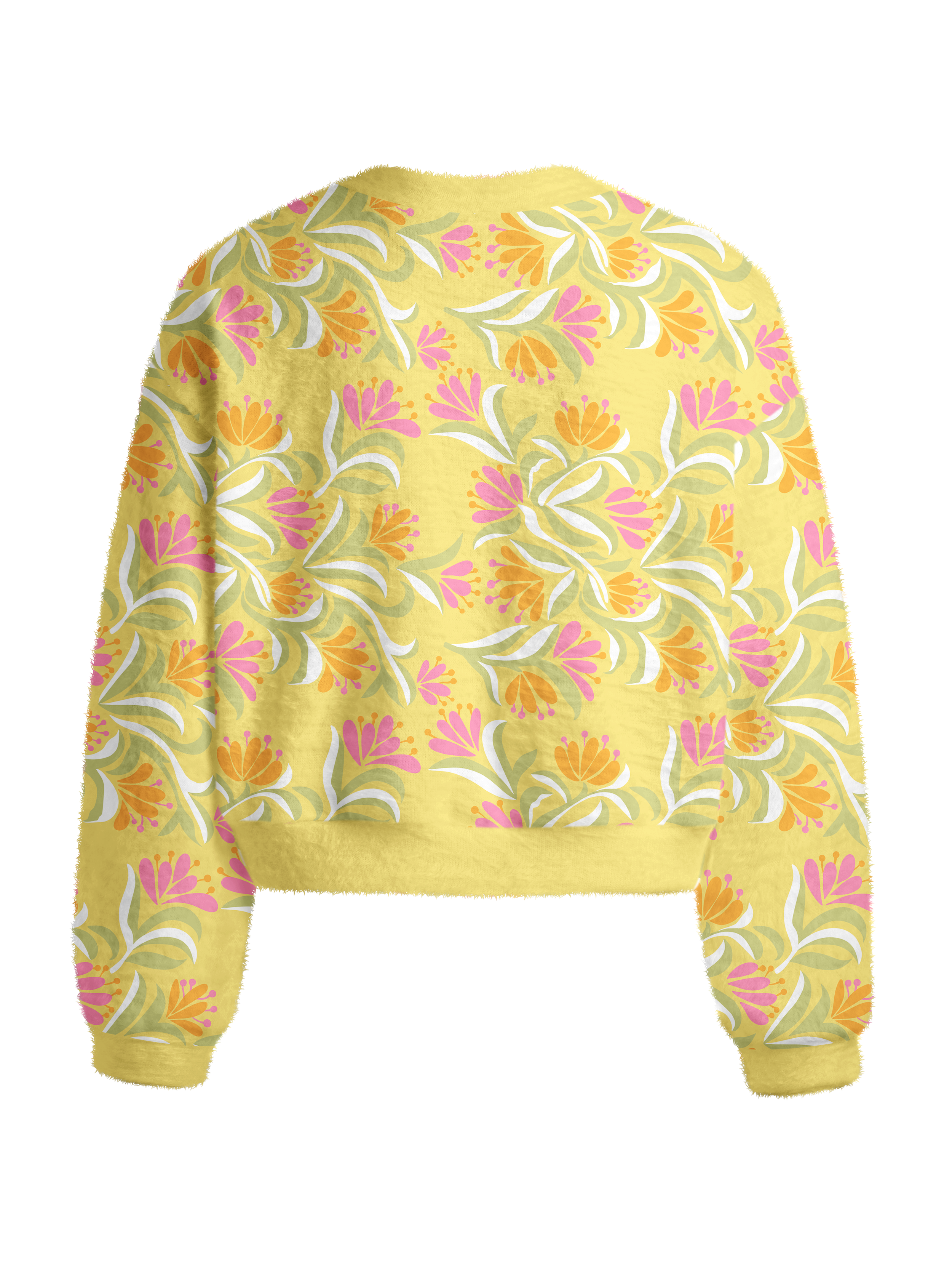 Cherryswing Women's Tropical Bloom Fuzzy Knit Golf Sweater