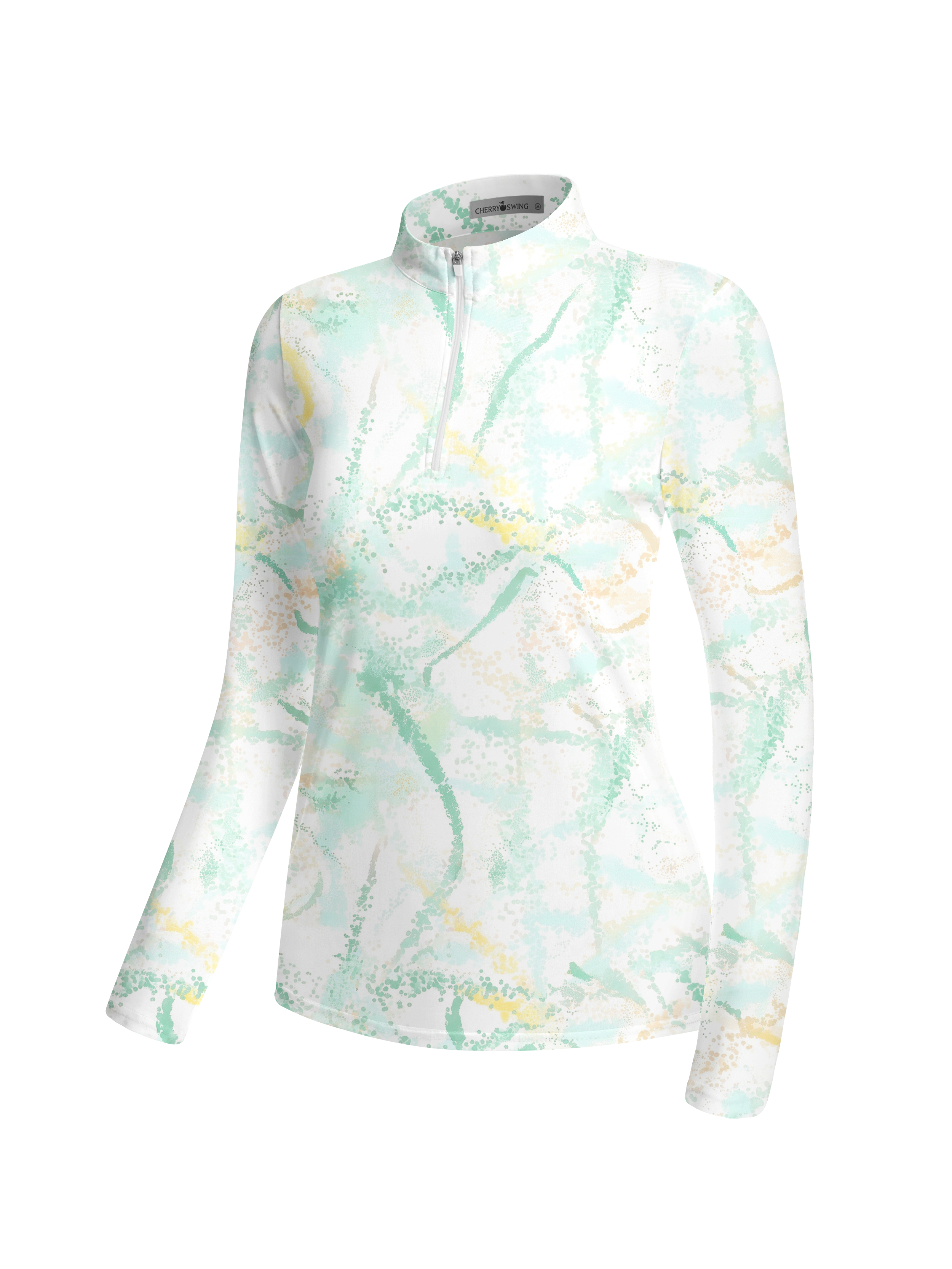 Cherryswing Women's Watercolor Splash Long Sleeve Golf Shirt