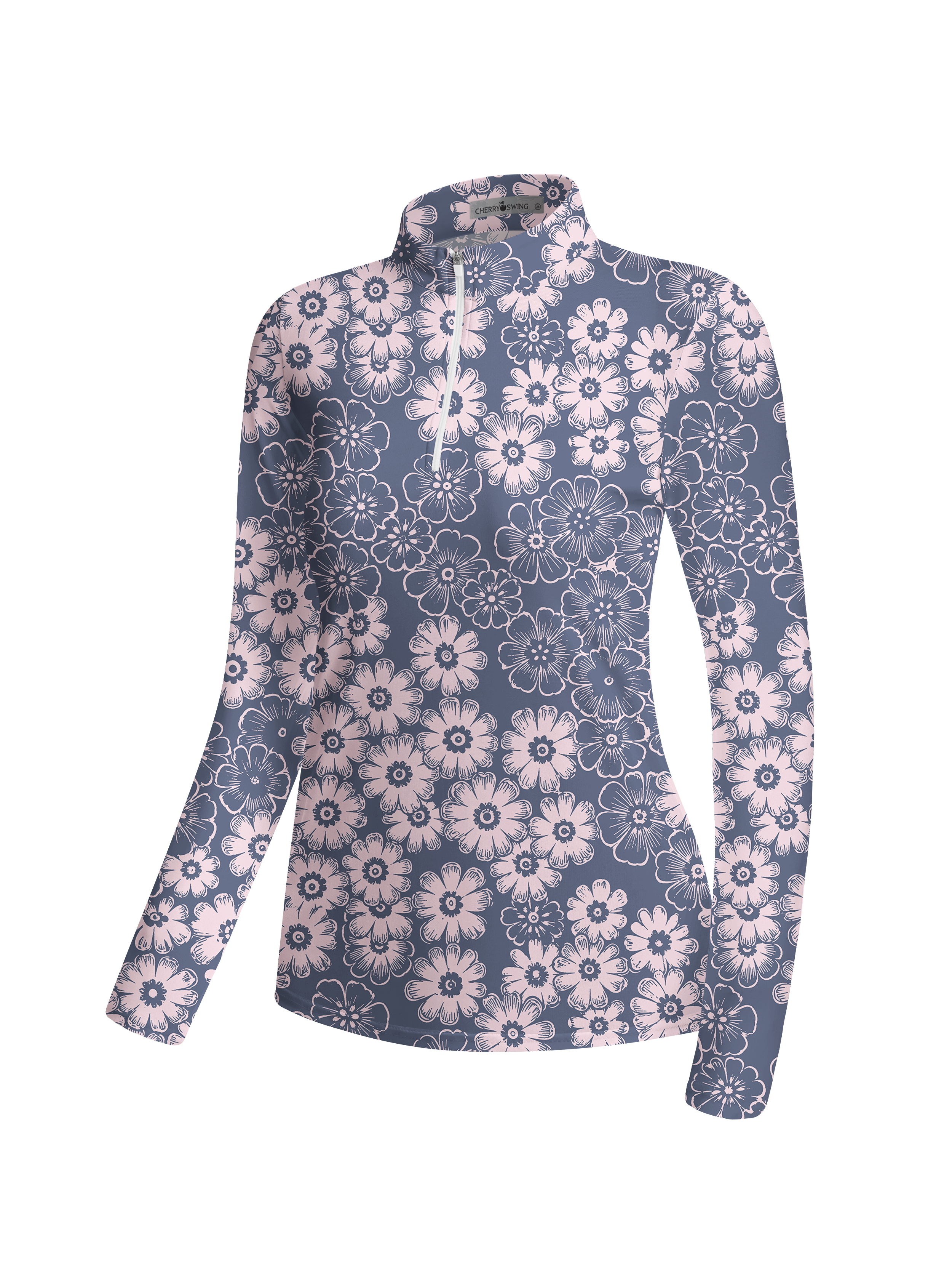 Cherryswing Women's Hand-Drawn Daisy Long Sleeve Golf Shirt