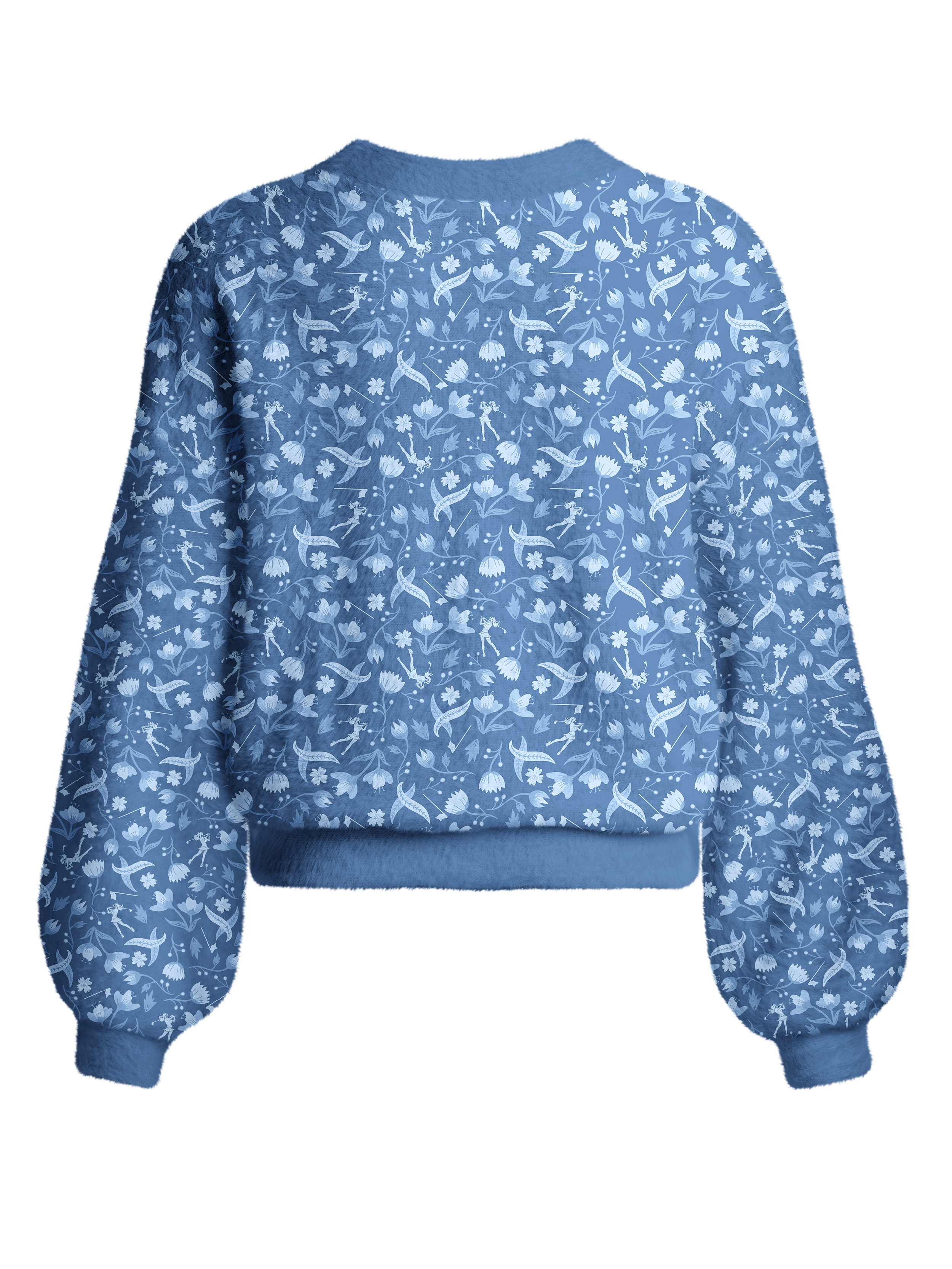 Cherryswing Women's Floral and Bird Patterns Fuzzy Knit Golf Cardigan