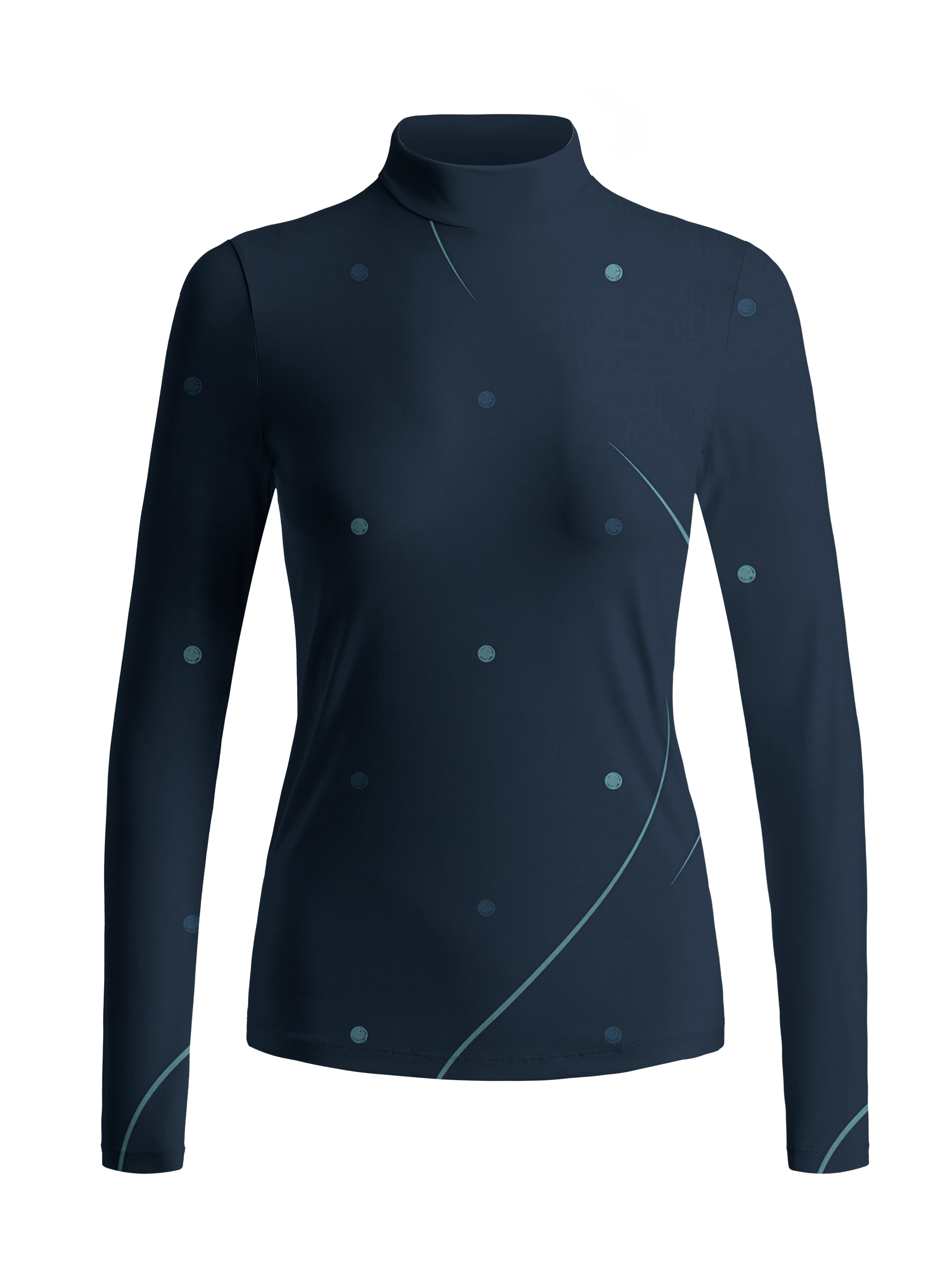 Cherryswing Women's Nebula Dot Line Long Sleeve Roll Neck Top