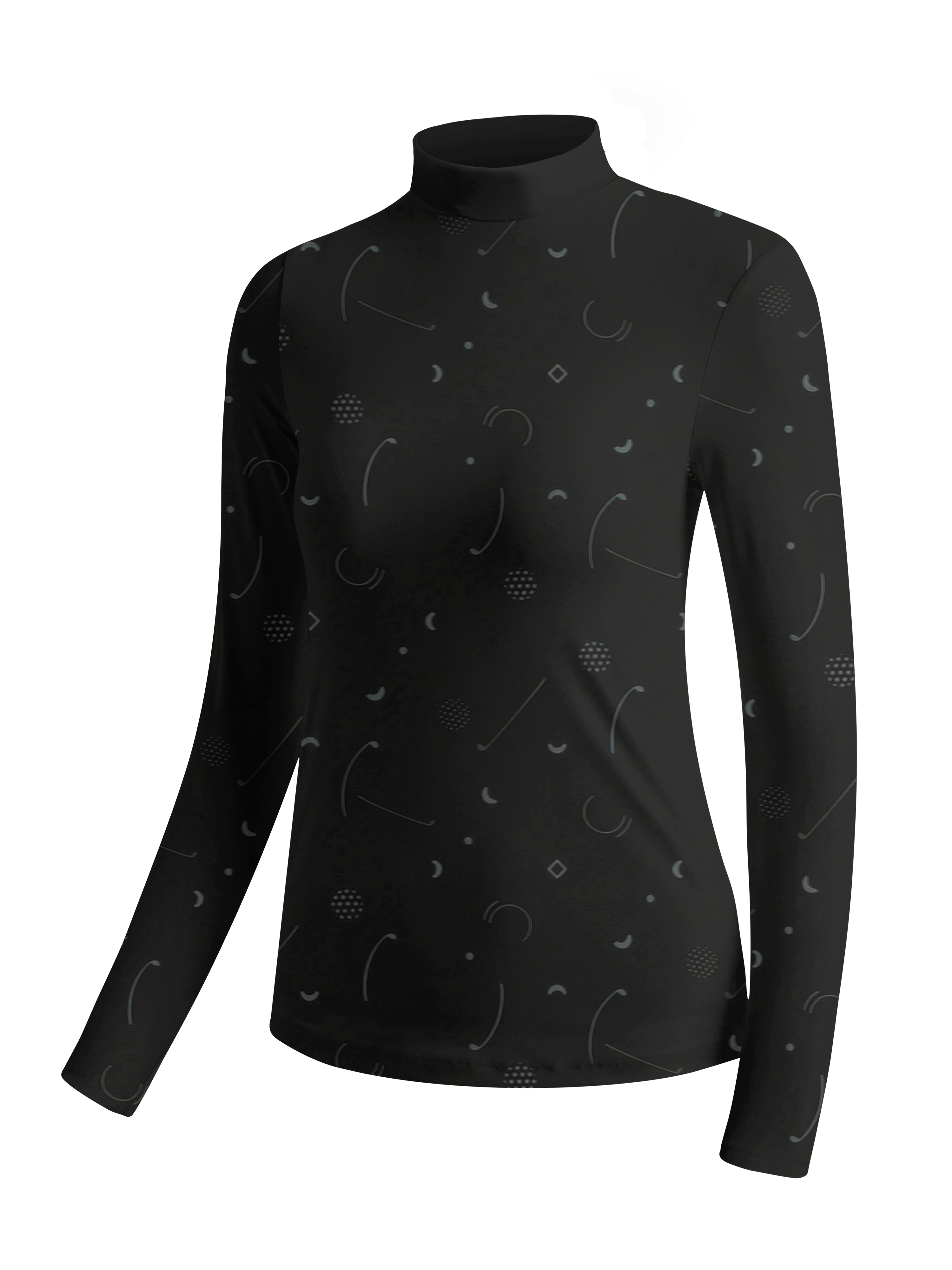 Cherryswing Women's Geometric Cosmic Print Long Sleeve Roll Neck Top
