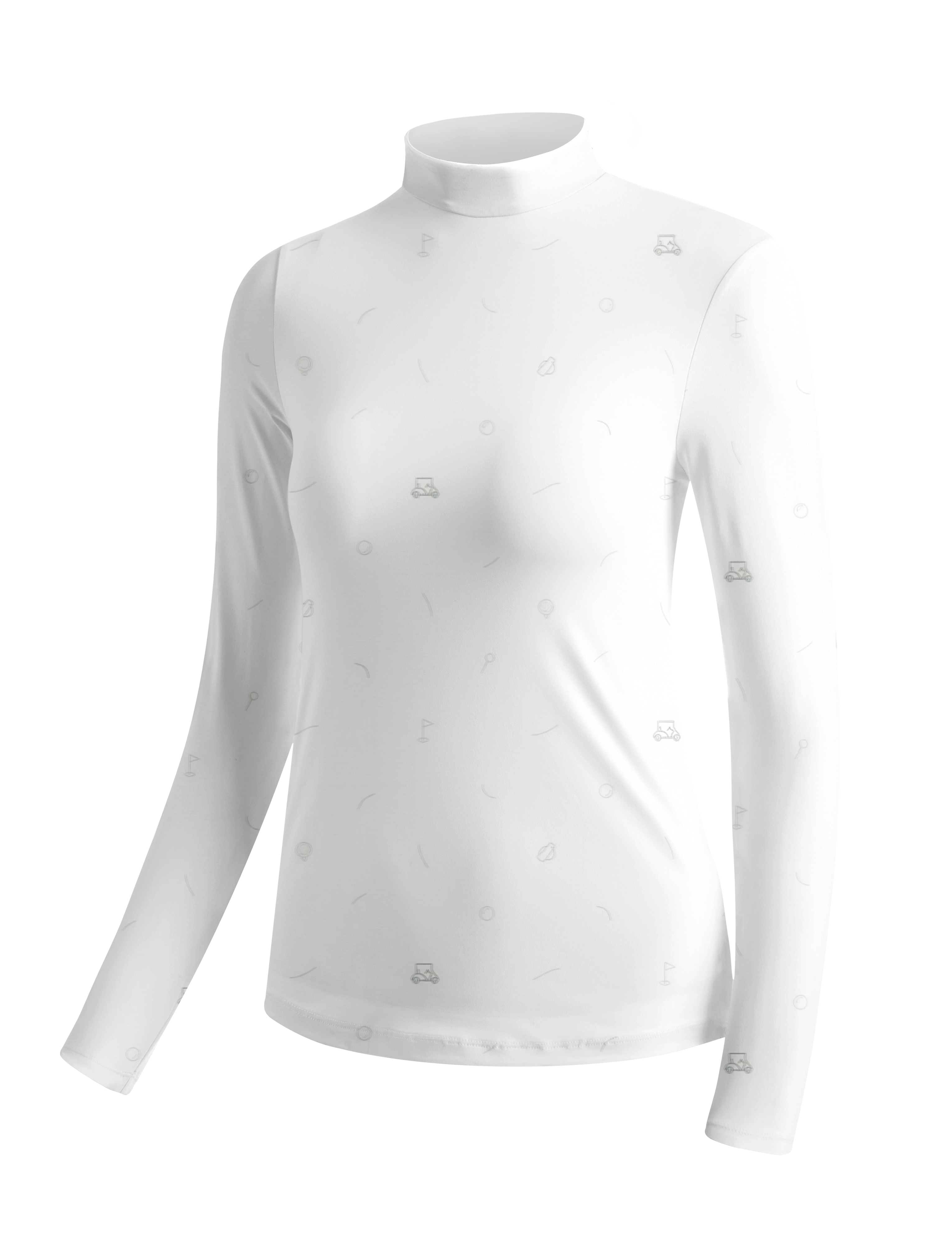 Cherryswing Women's Golf Cart Print Long Sleeve Roll Neck Top