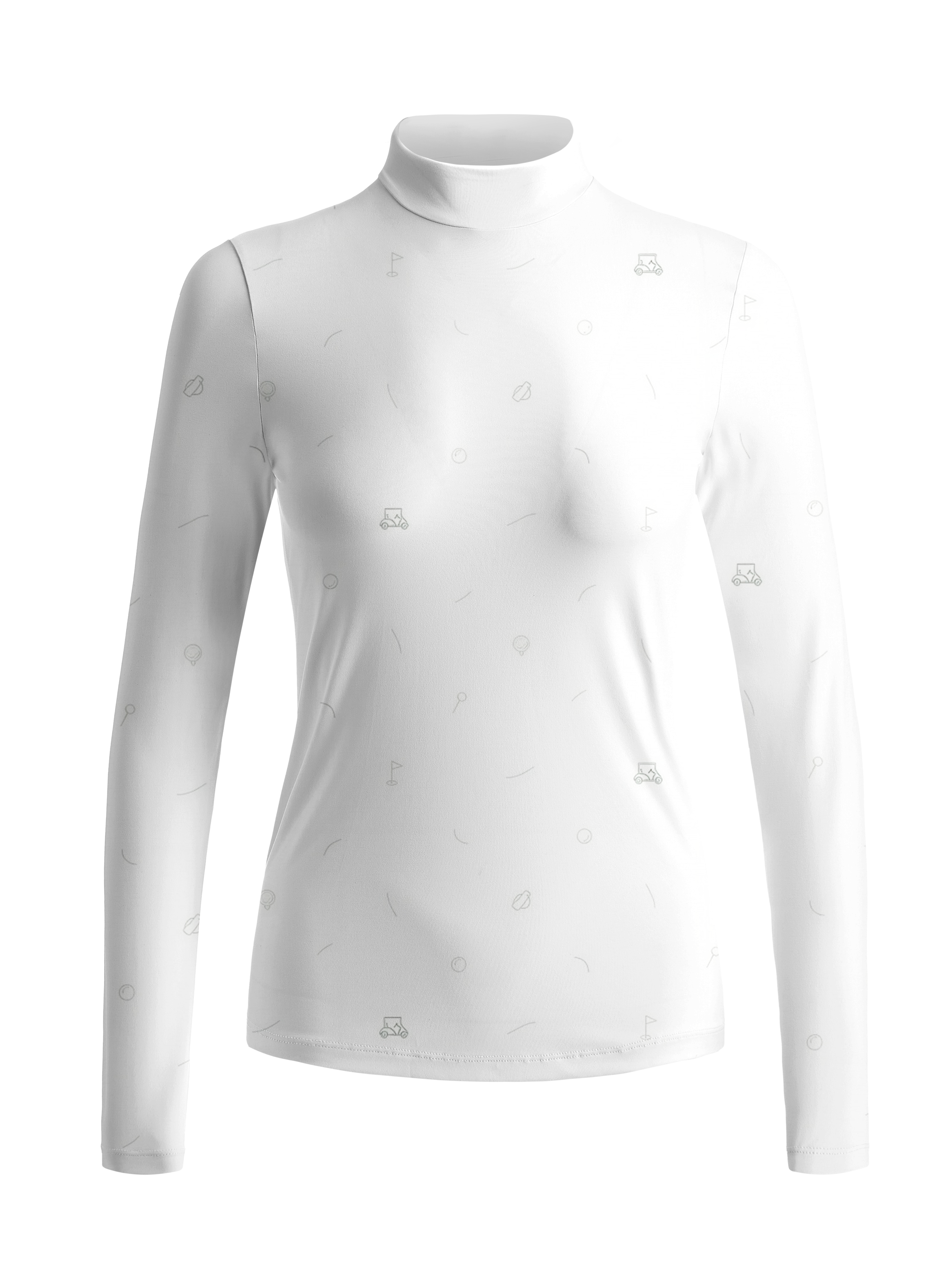 Cherryswing Women's Golf Cart Print Long Sleeve Roll Neck Top