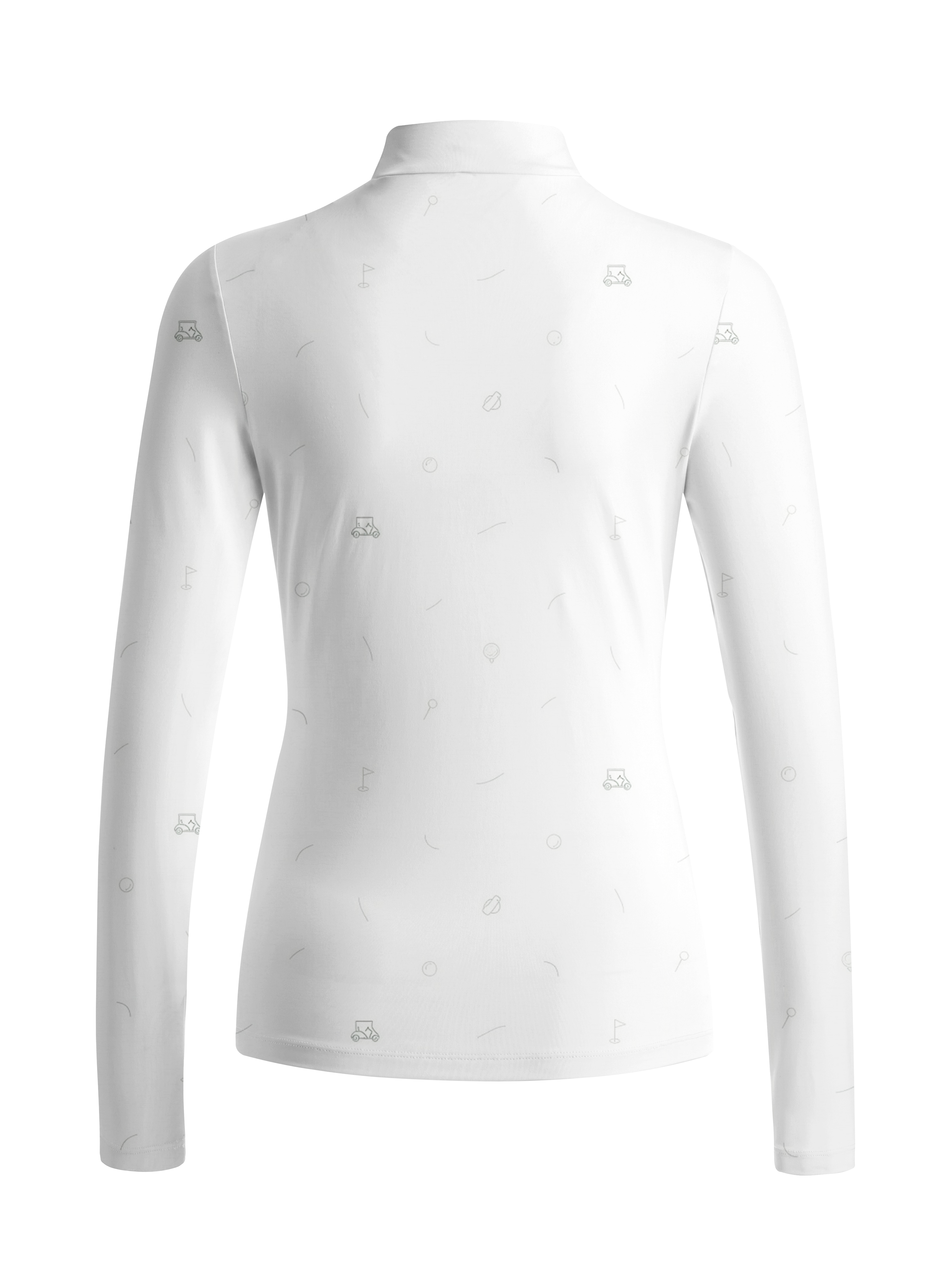 Cherryswing Women's Golf Cart Print Long Sleeve Roll Neck Top