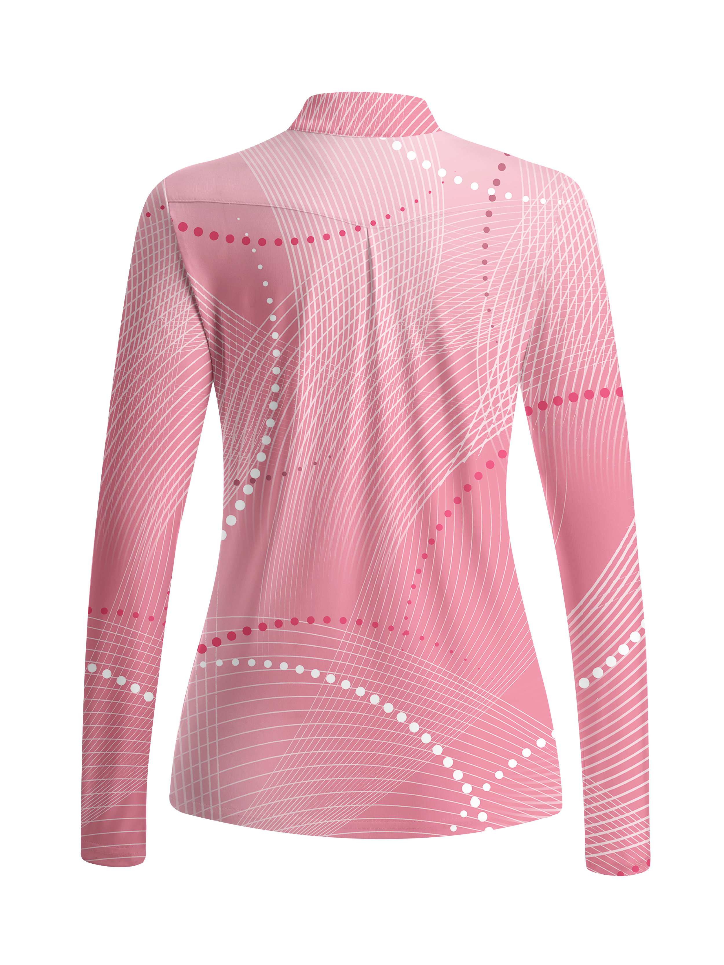 Cherryswing Women's Geometric Wave Dot Long Sleeve Golf Shirt