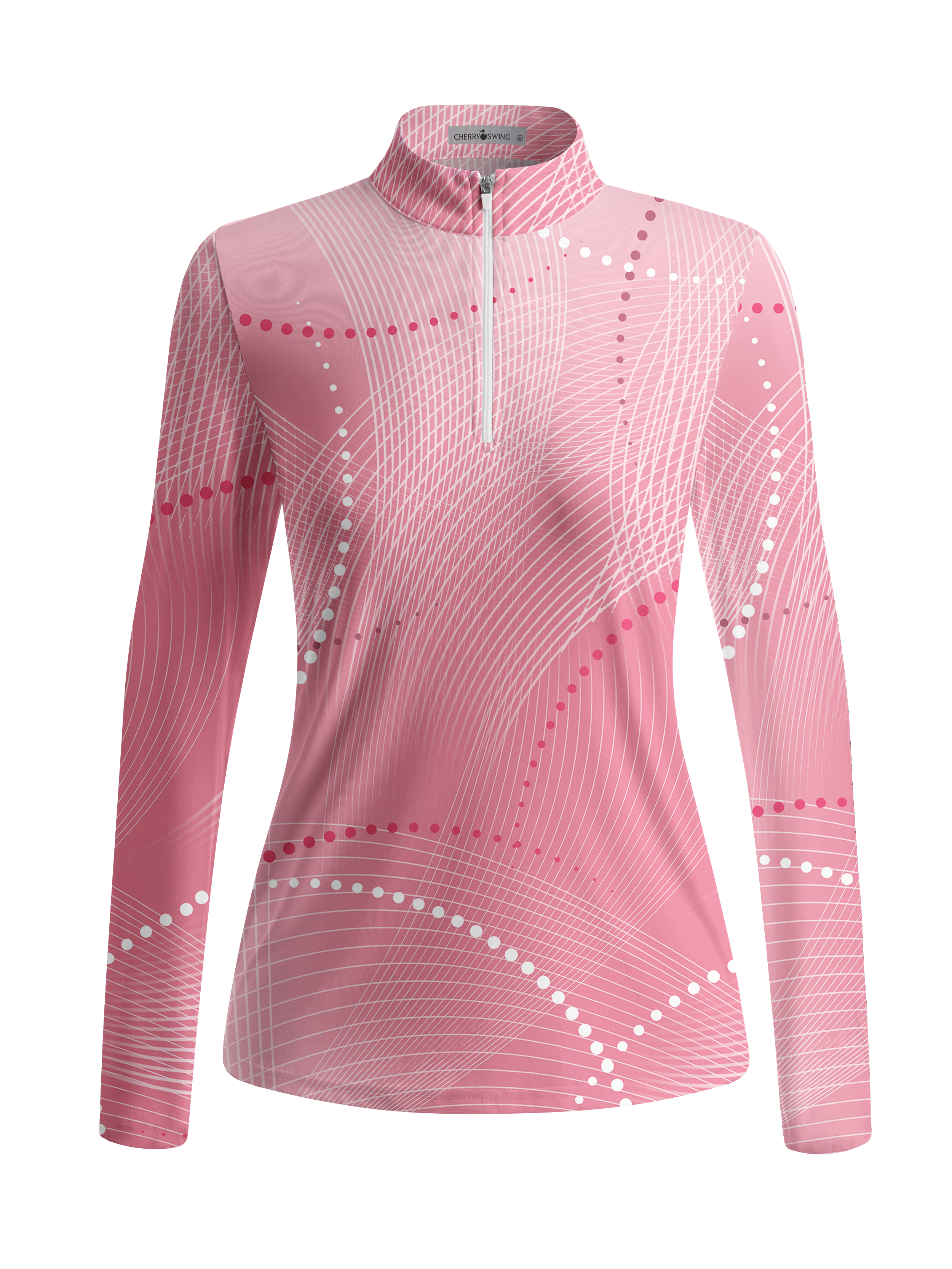 Cherryswing Women's Gradient Color FlowersLong Sleeve Golf Polo