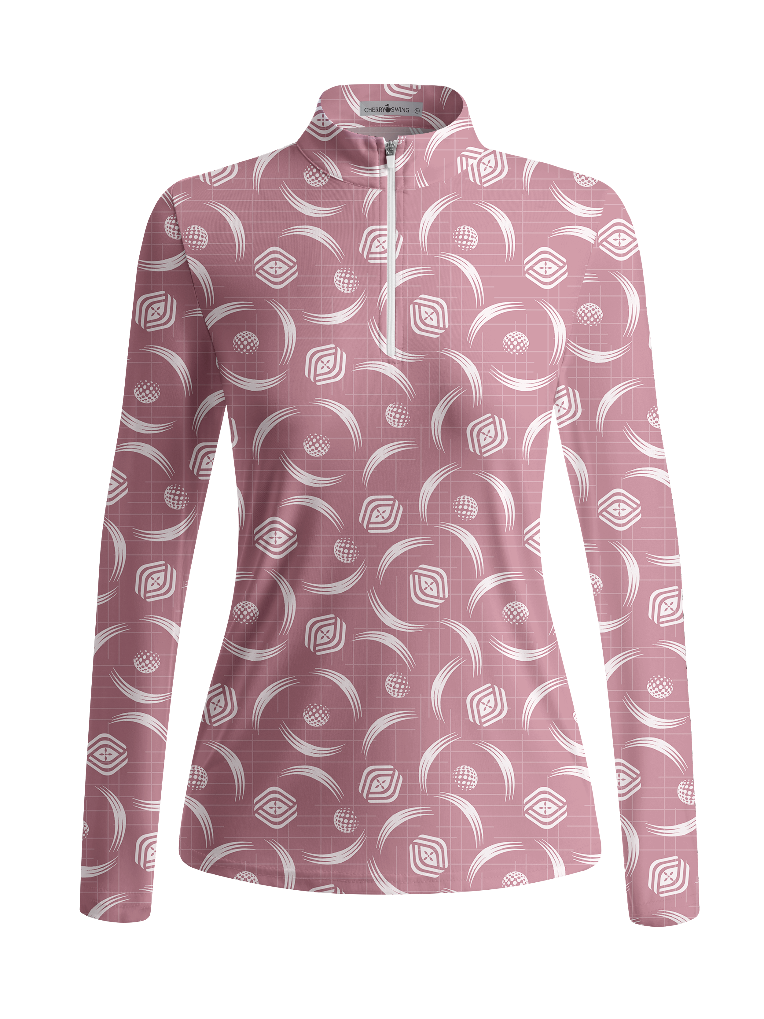 Cherryswing Women's Golf Ball Spiral Motion Long Sleeve Golf Shirt