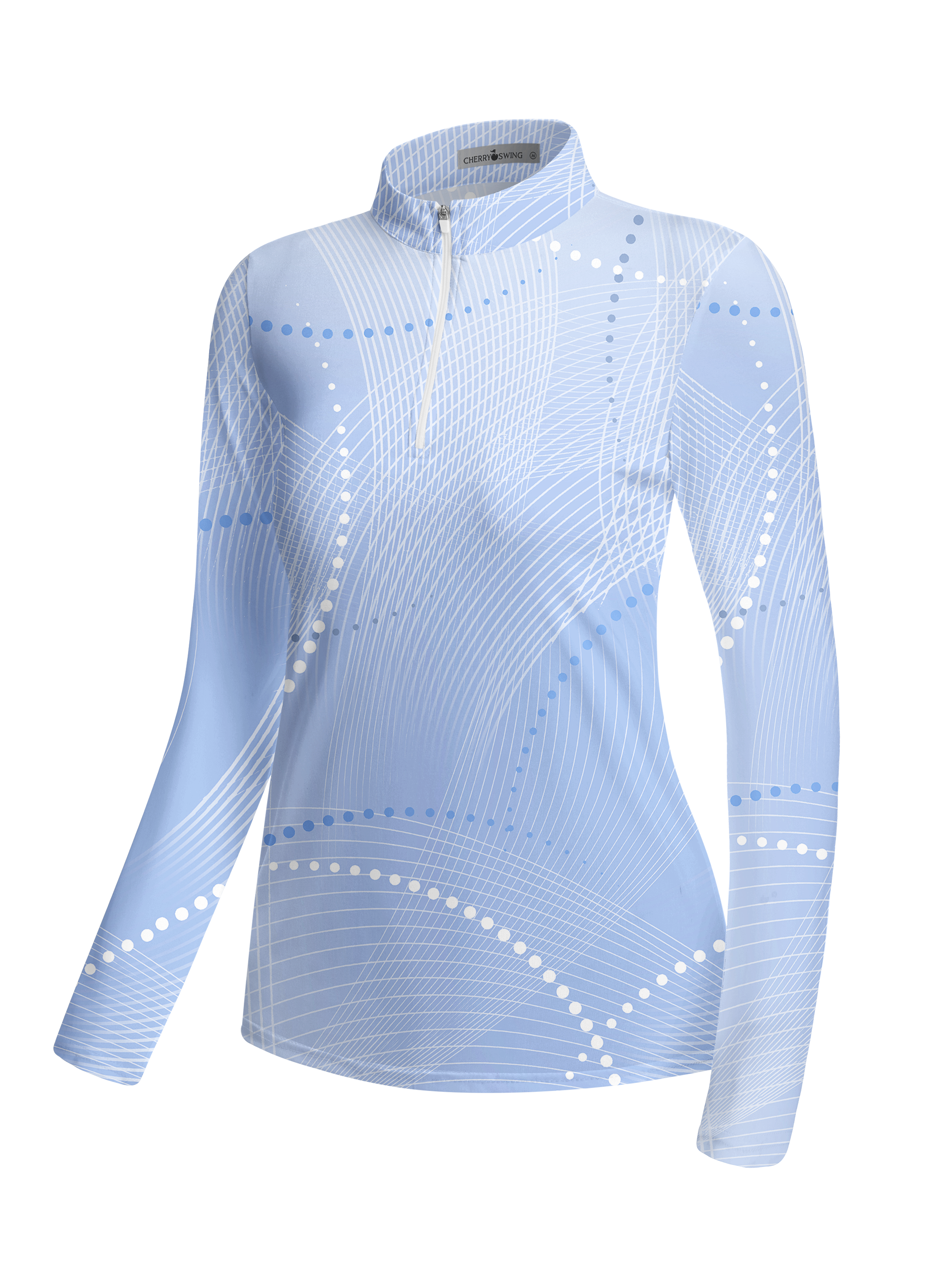 Cherryswing Women's Geometric Wave Dot Long Sleeve Golf Shirt