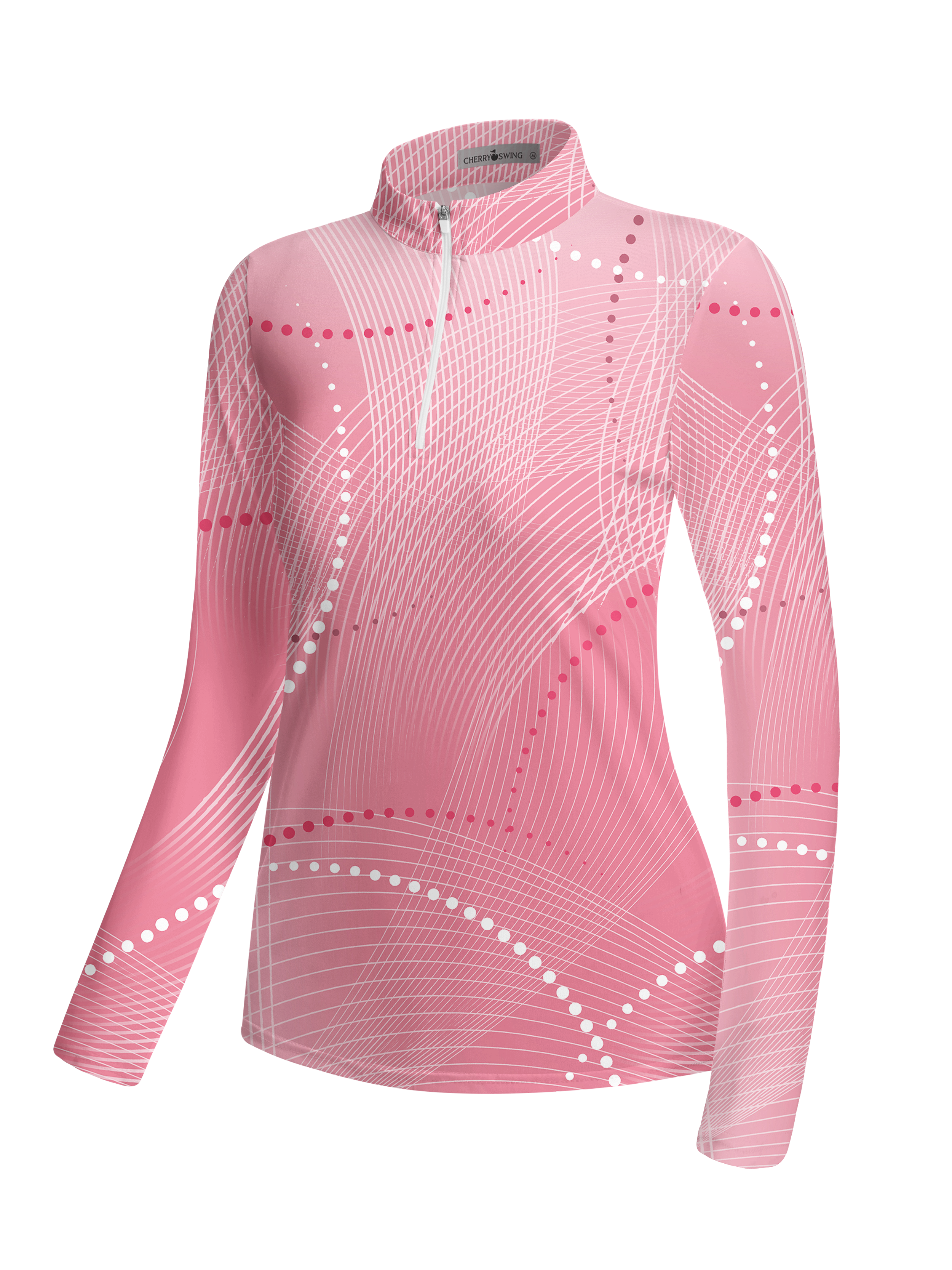 Cherryswing Women's Geometric Wave Dot Long Sleeve Golf Shirt