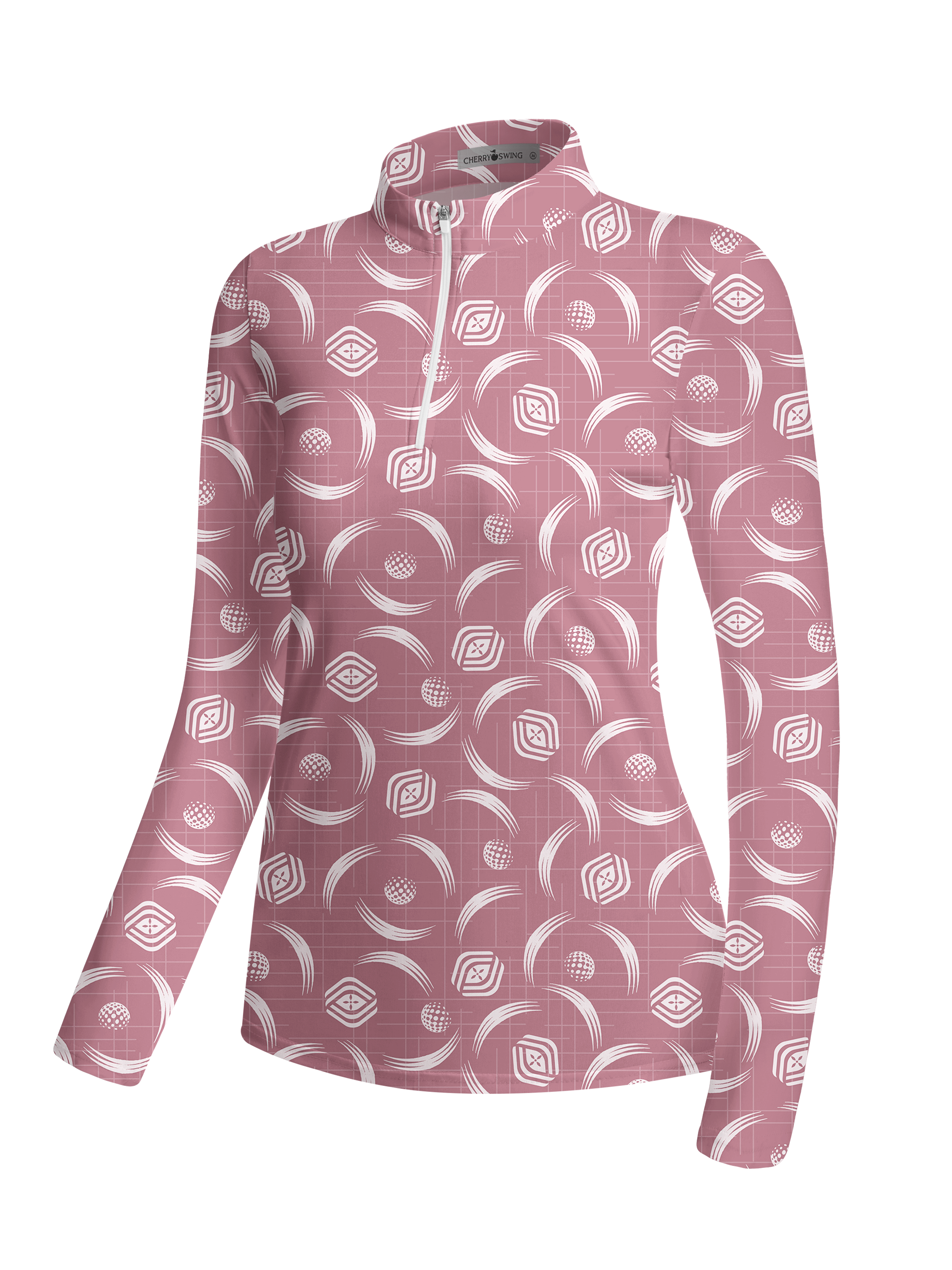 Cherryswing Women's Golf Ball Spiral Motion Long Sleeve Golf Shirt