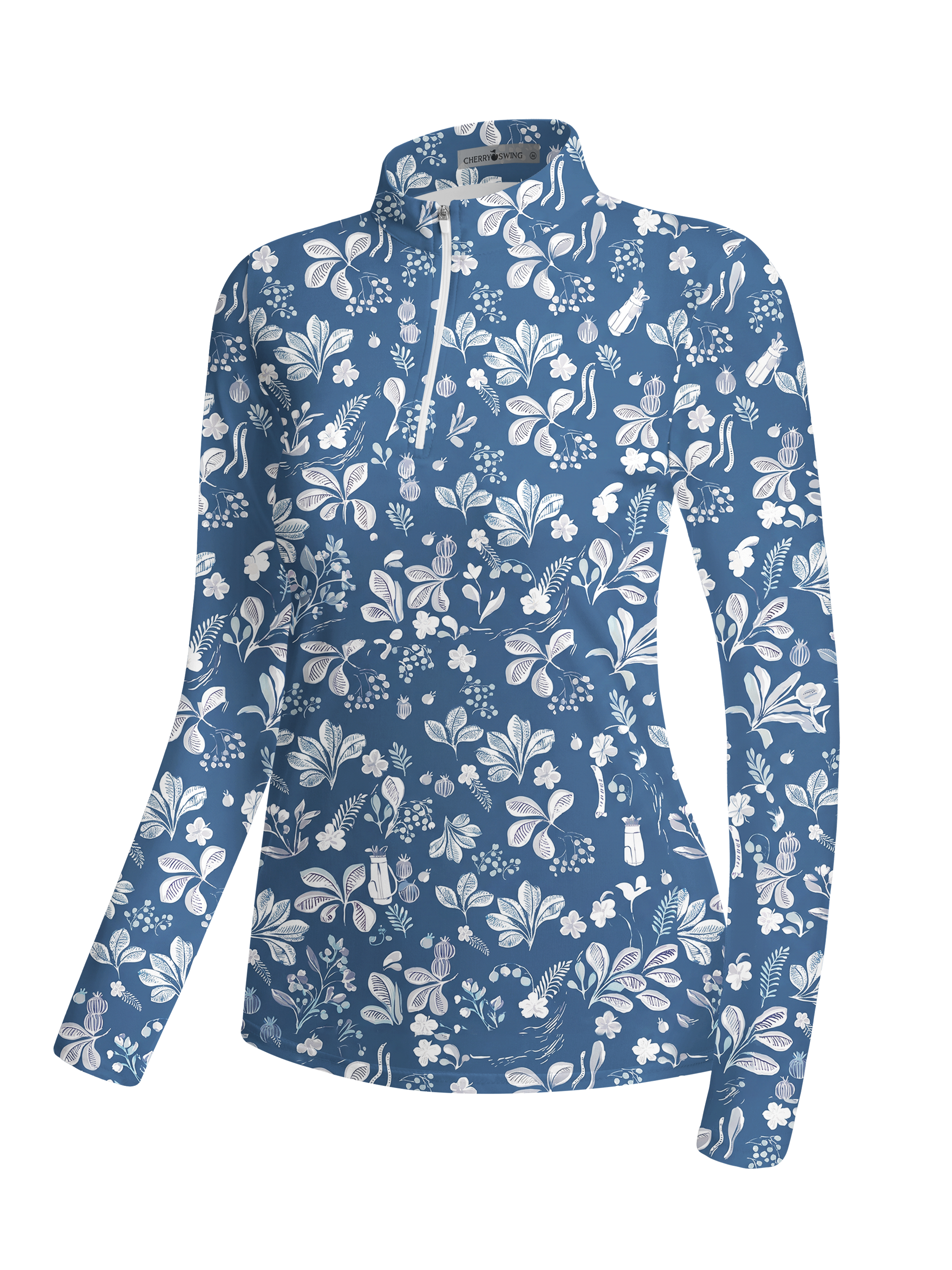 Cherryswing Women's Botanical Floral Long Sleeve Golf Shirt