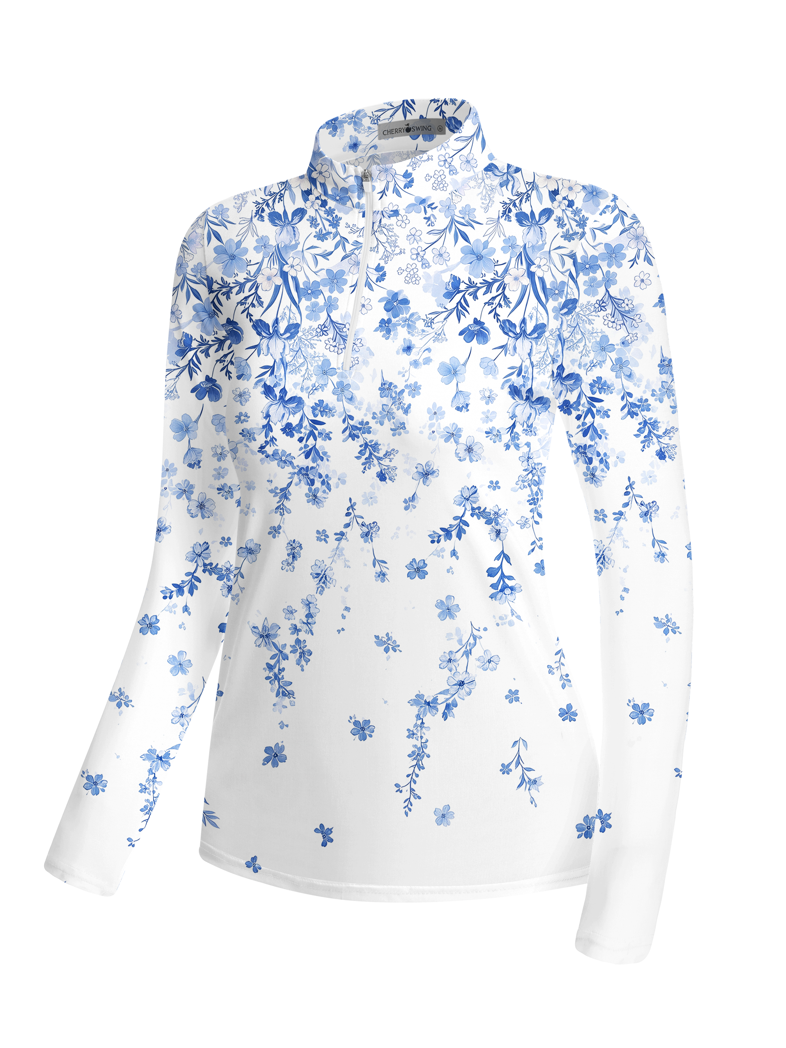 Cherryswing Women's Midnight Floral Long Sleeve Golf Shirt