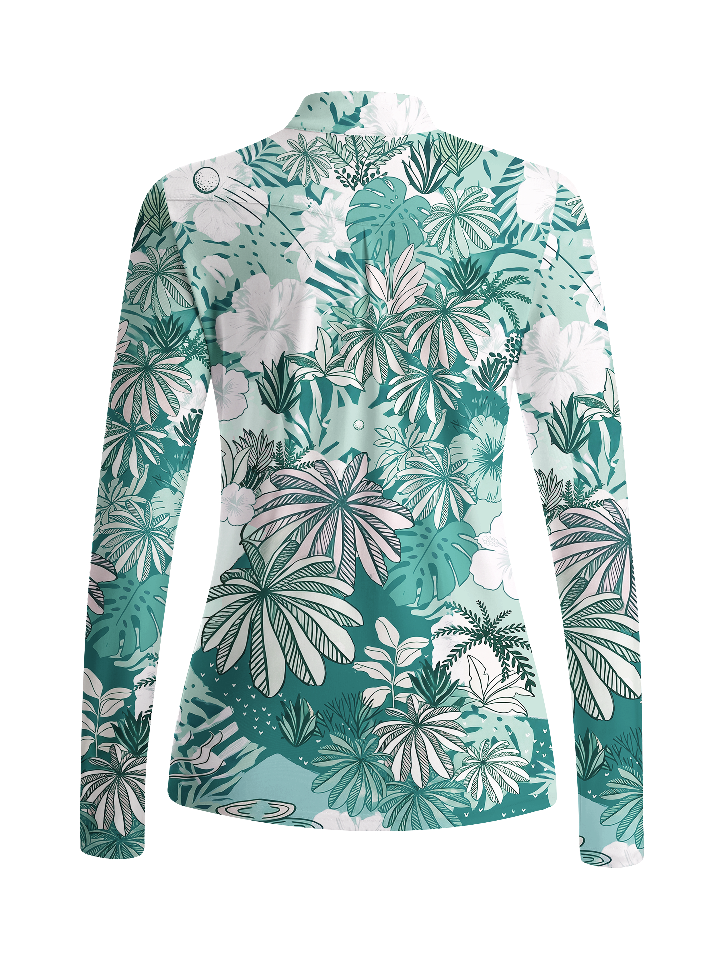 Cherryswing Women's Tropical Palm Leaf Long Sleeve Golf Shirt