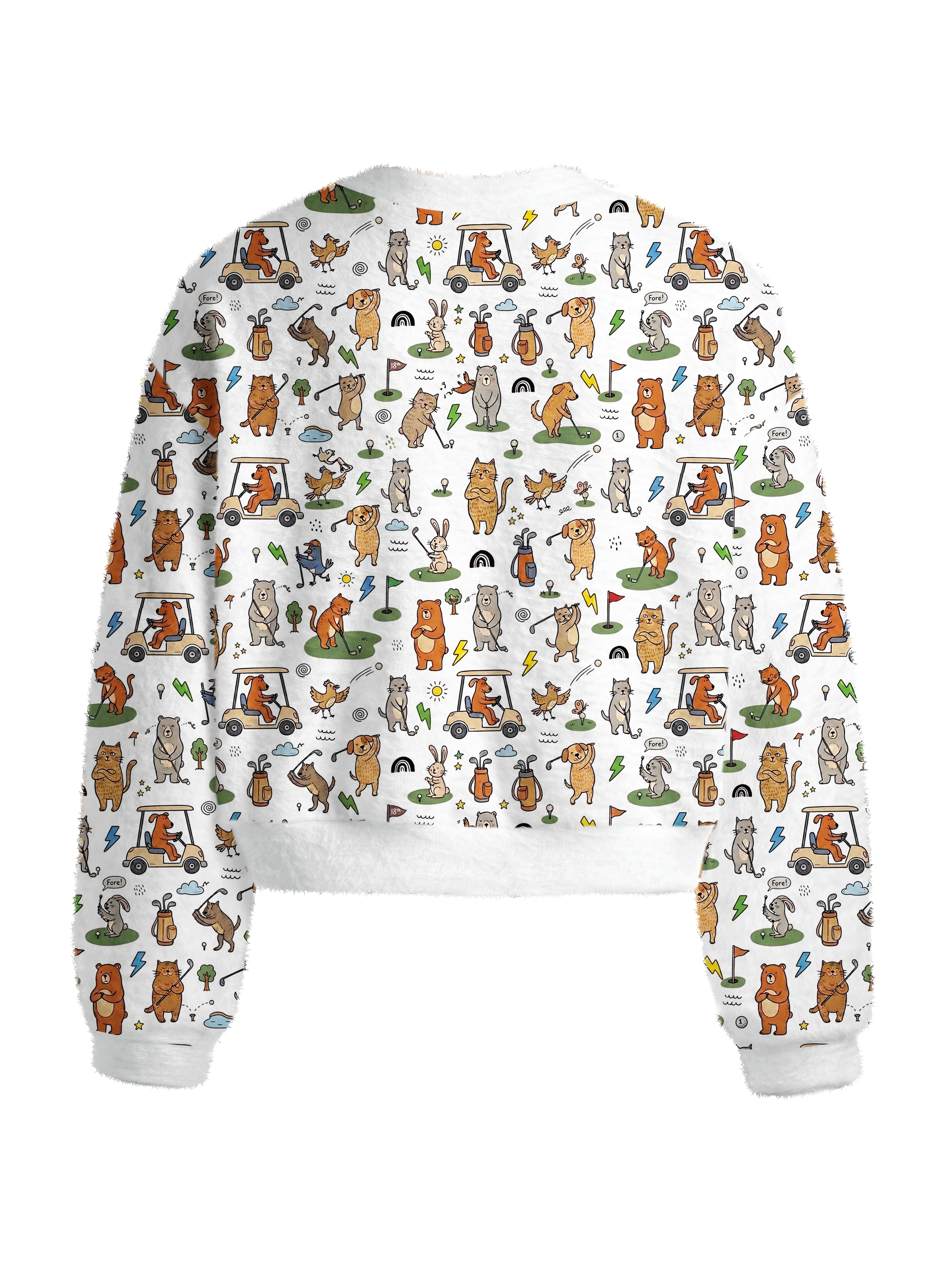 Cherryswing Women's Playful Animal Golfers Fuzzy Knit Golf Sweater