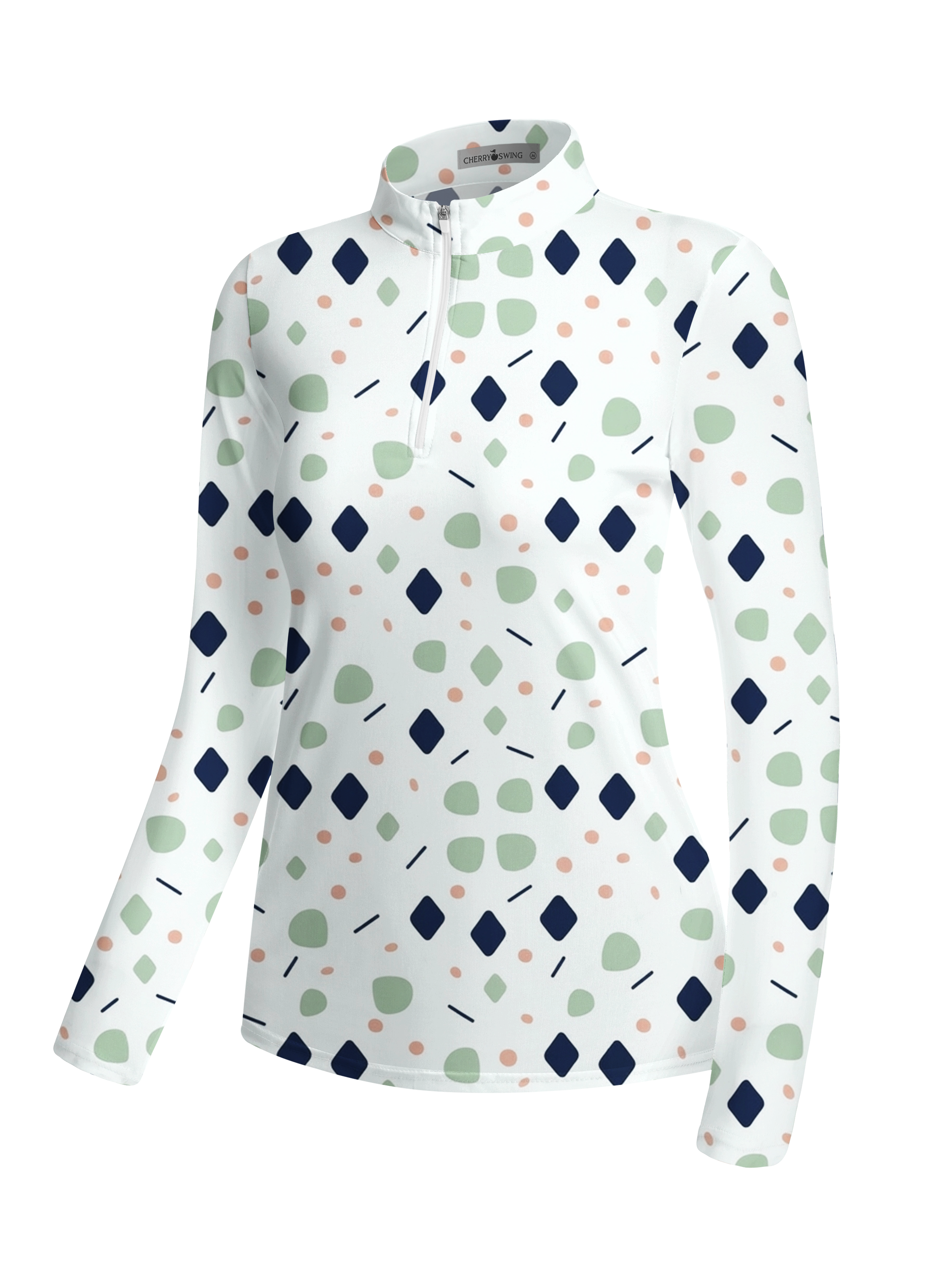 Cherryswing Women's Geometric Confetti Long Sleeve Golf Shirt