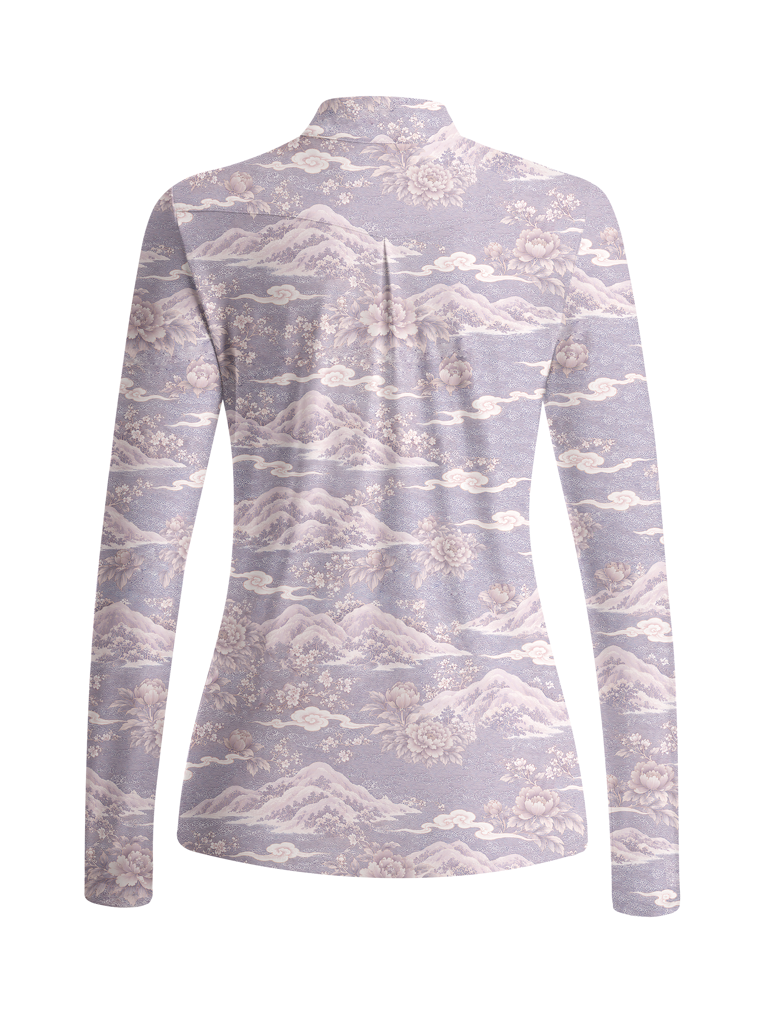Cherryswing Women's Oriental Mountain Peony Long Sleeve Golf Shirt