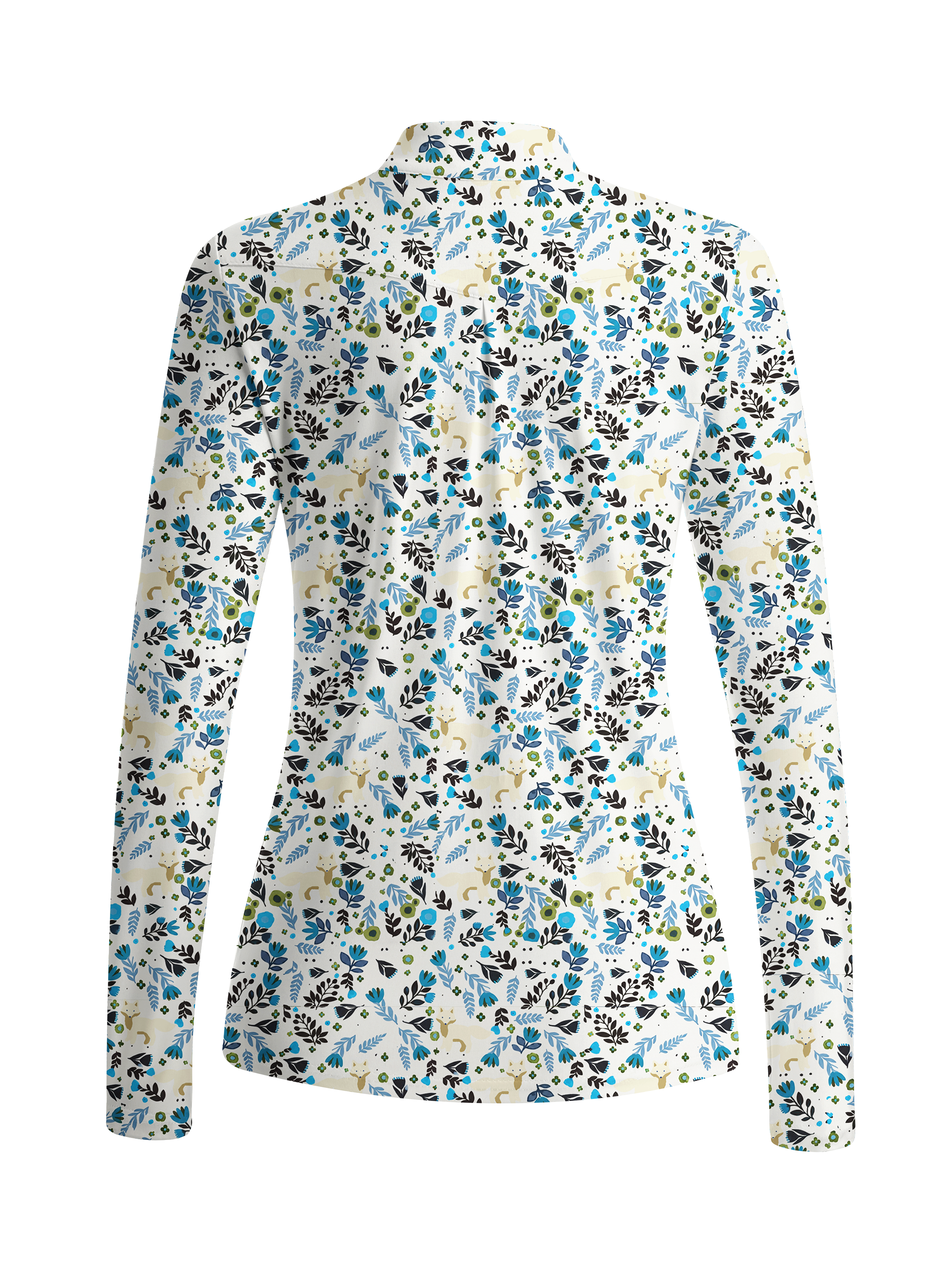 Cherryswing Women's Nordic Floral and Bird Long Sleeve Golf Shirt